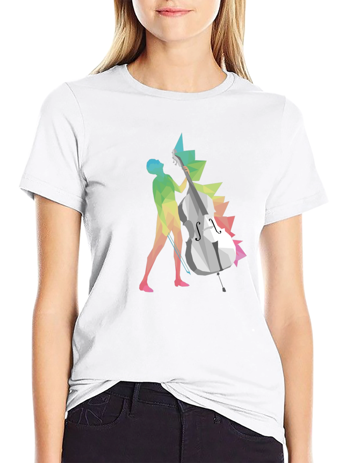 Abstract Bass Player Graphic Tee - Black