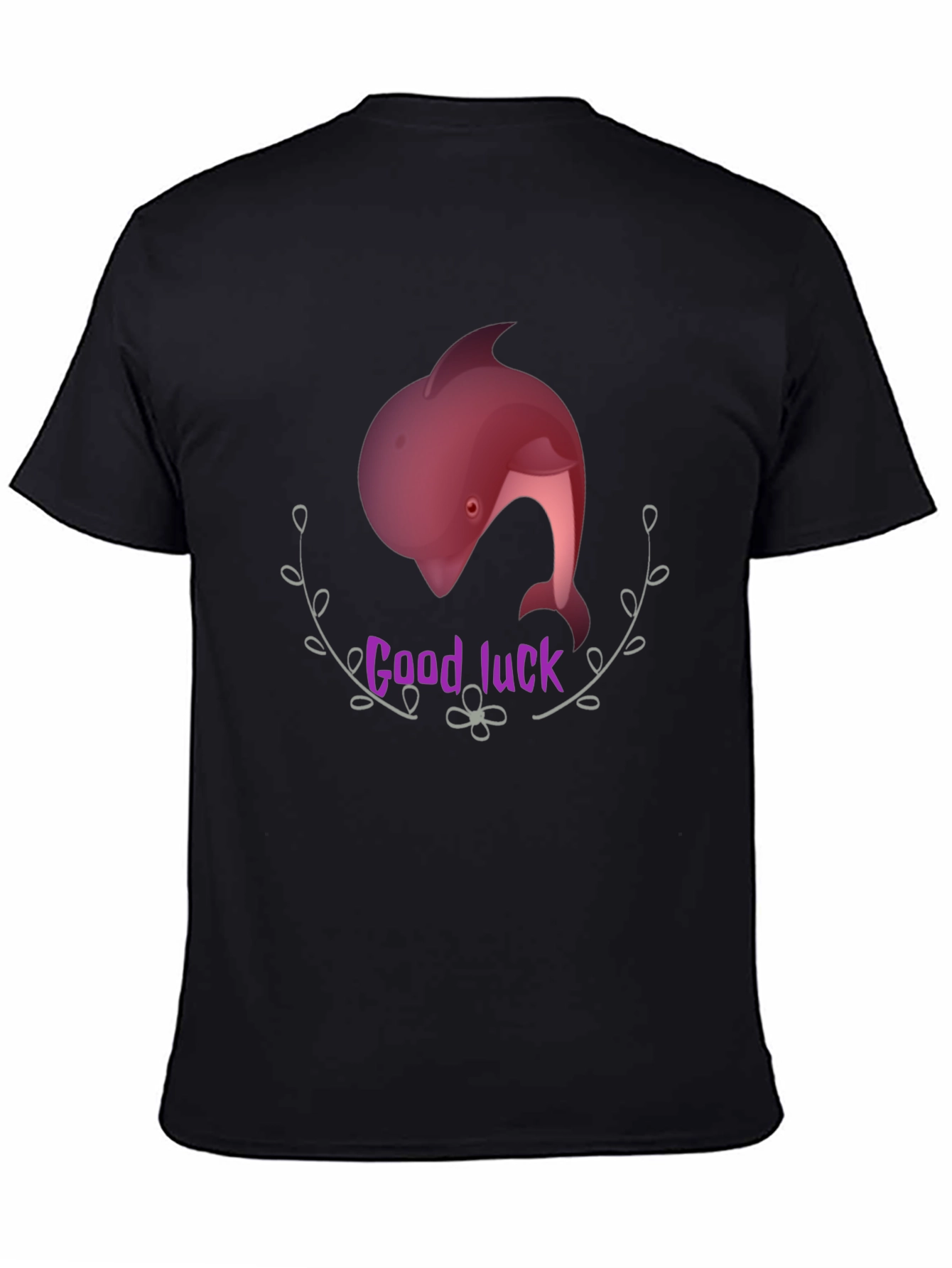 Good Luck Dolphin Graphic Tee - Black Unisex T-Shirt