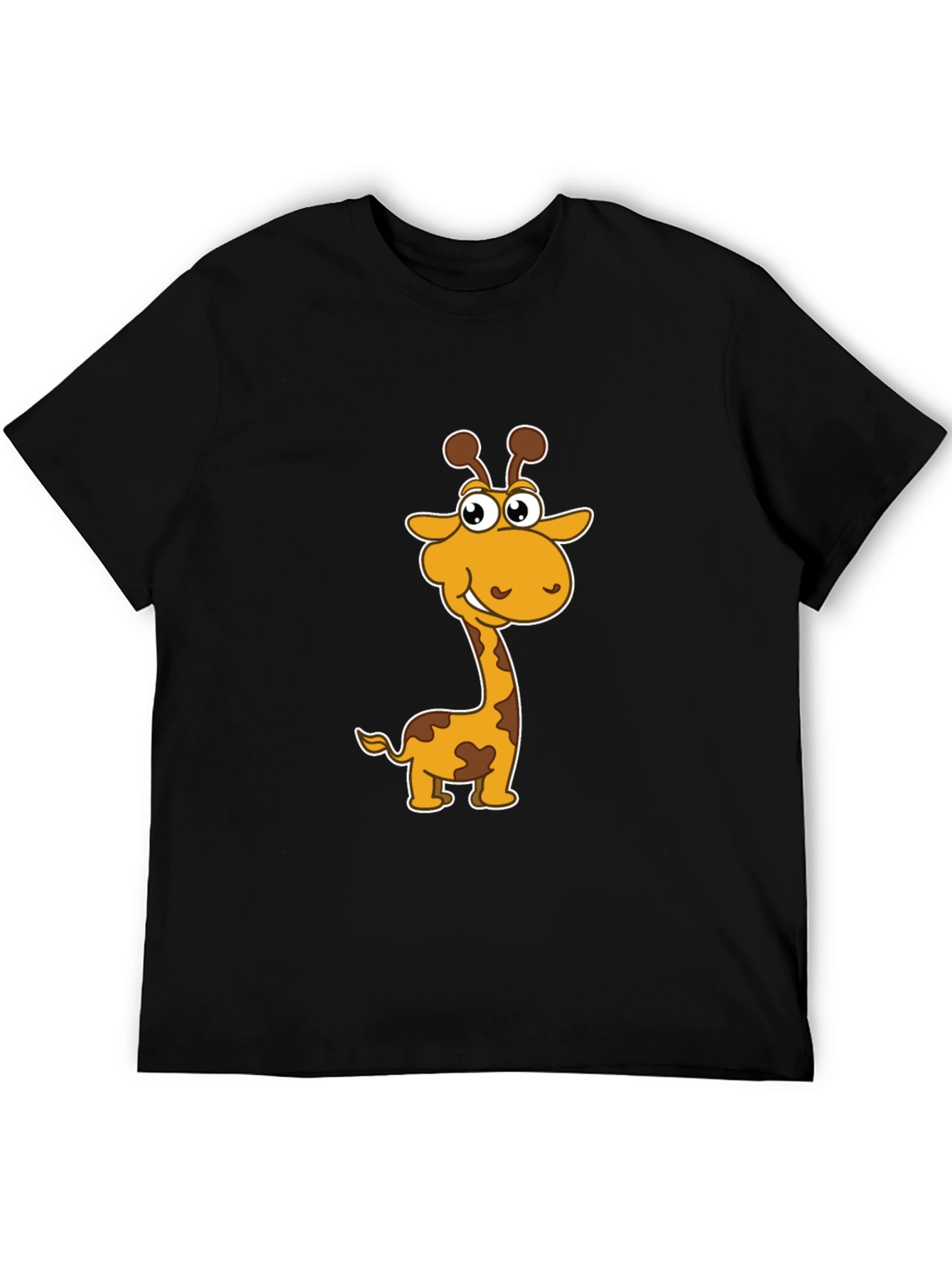 Cartoon Giraffe Graphic Black T-Shirt