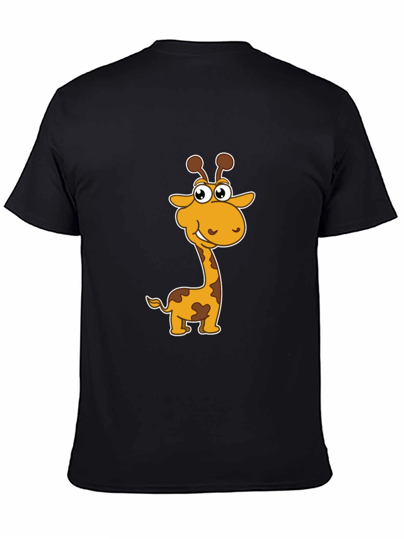 Cartoon Giraffe Graphic Black T-Shirt