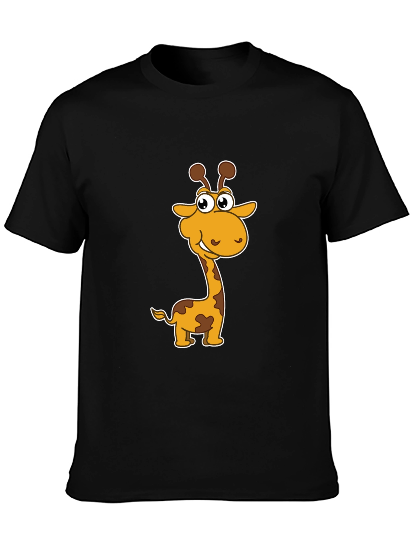 Cartoon Giraffe Graphic Black T-Shirt