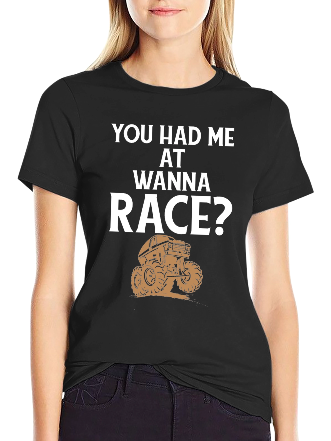 You Had Me At Wanna Race? Black Graphic Tee