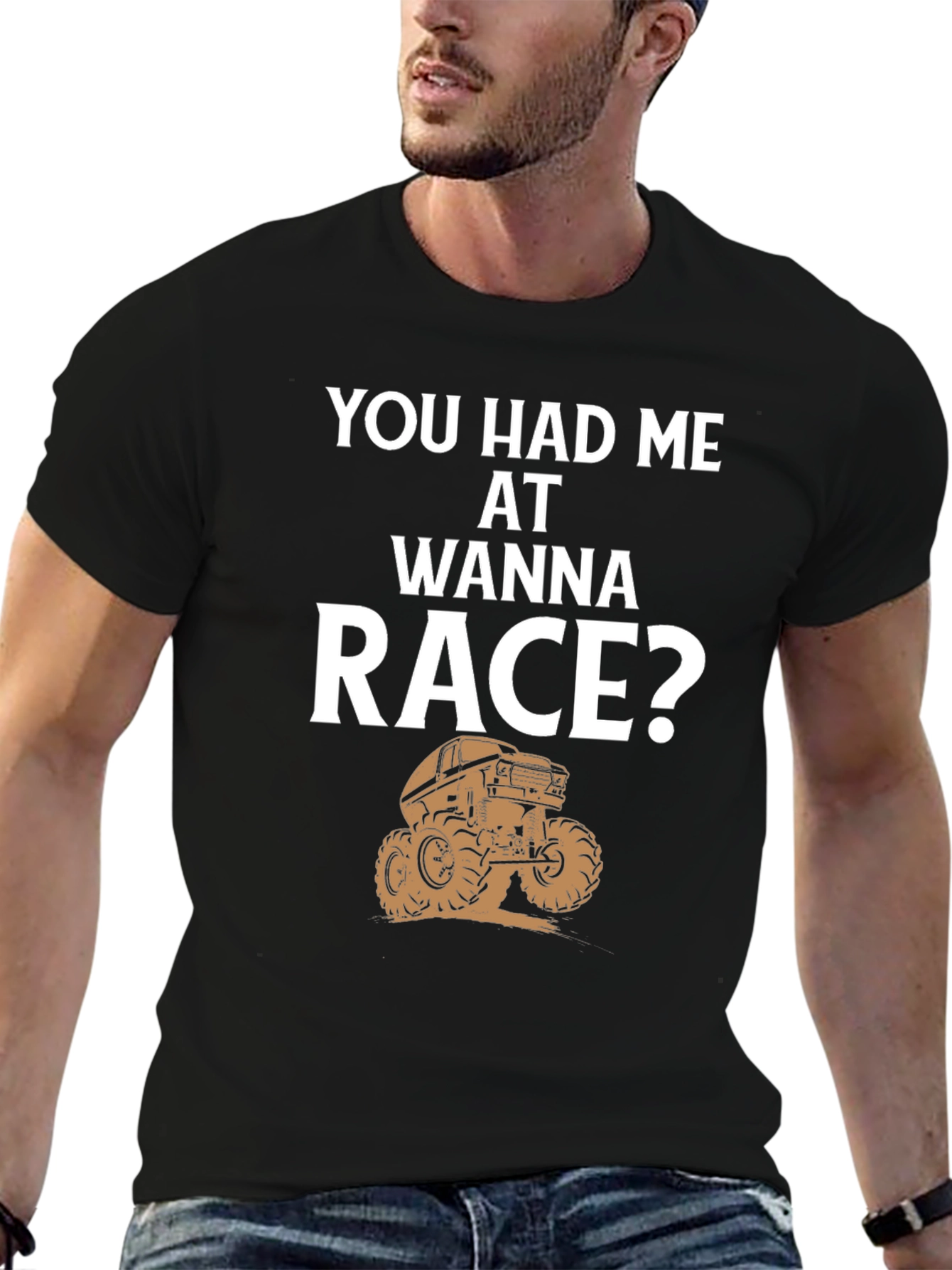 You Had Me At Wanna Race? Black Graphic Tee