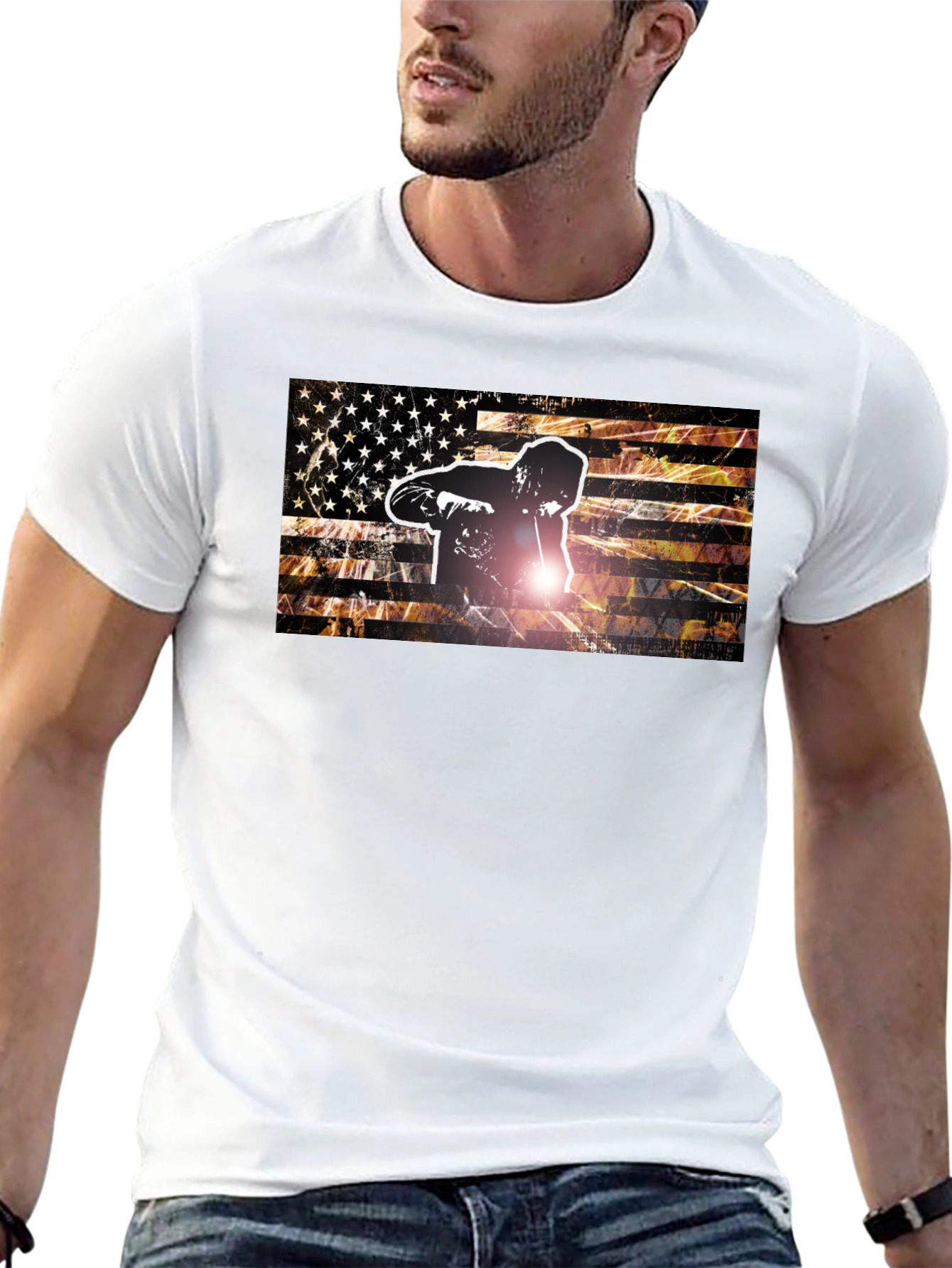 Welder American Flag Graphic T-Shirt