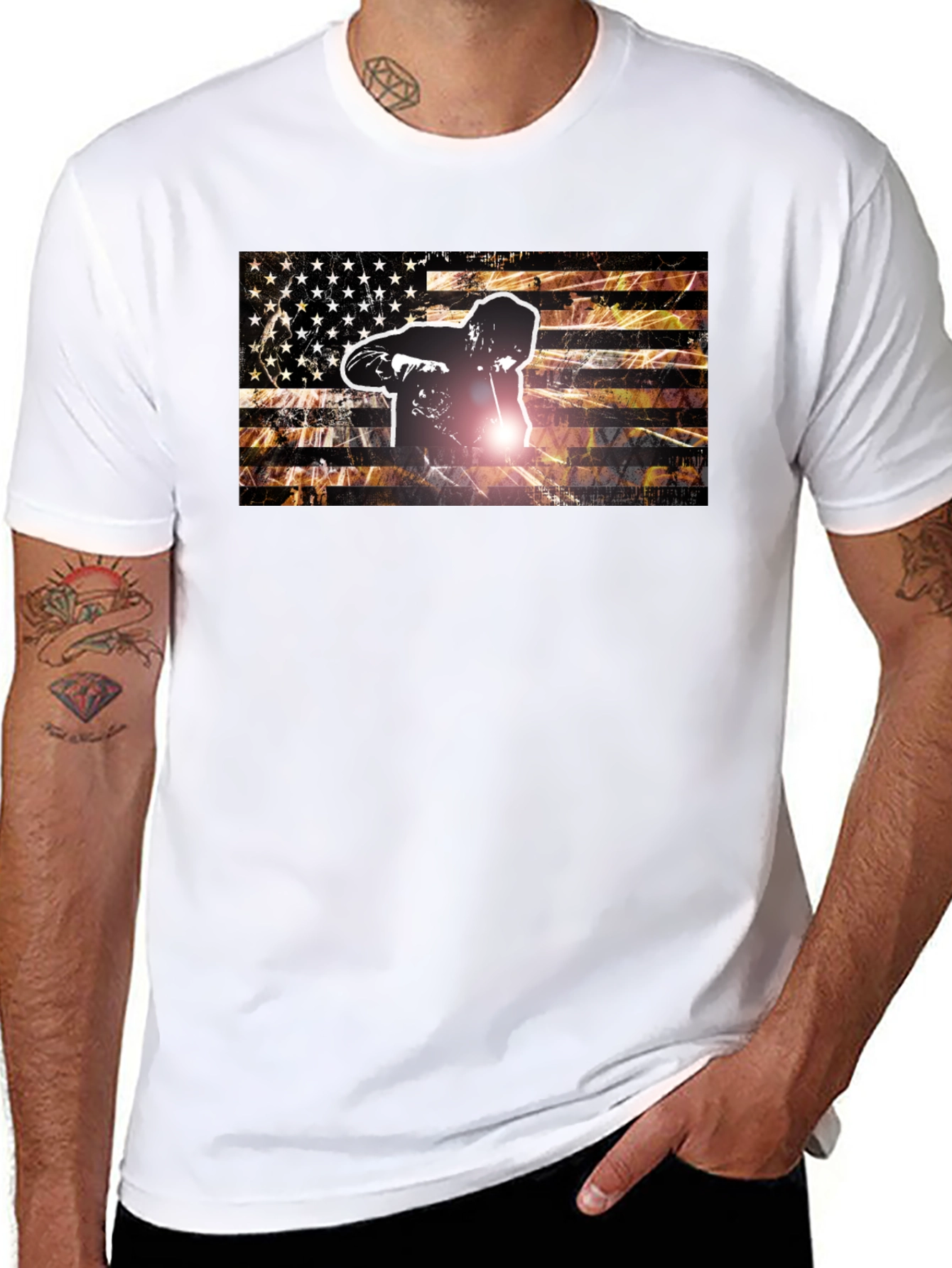 Welder American Flag Graphic T-Shirt