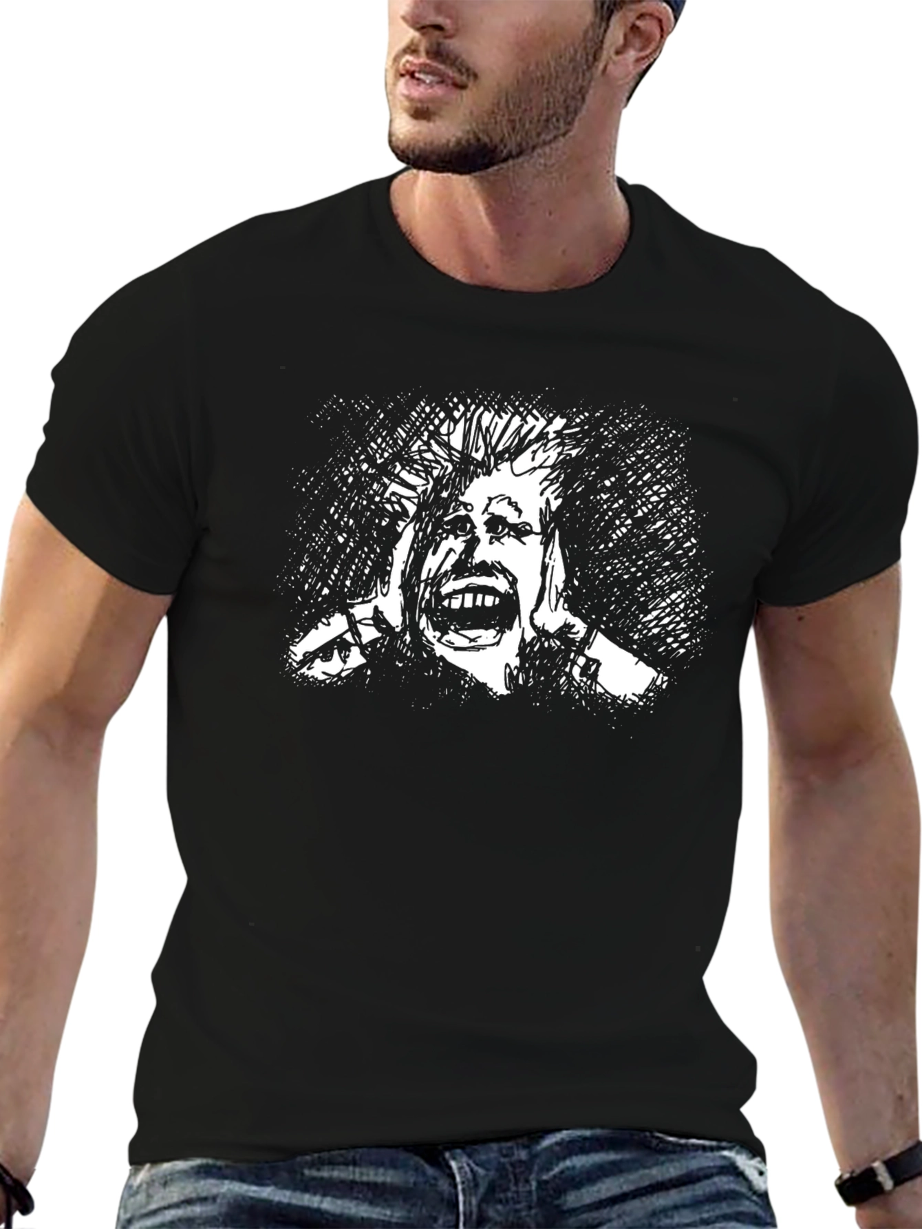 Distressed Graphic Tee - Bold Artistic Design