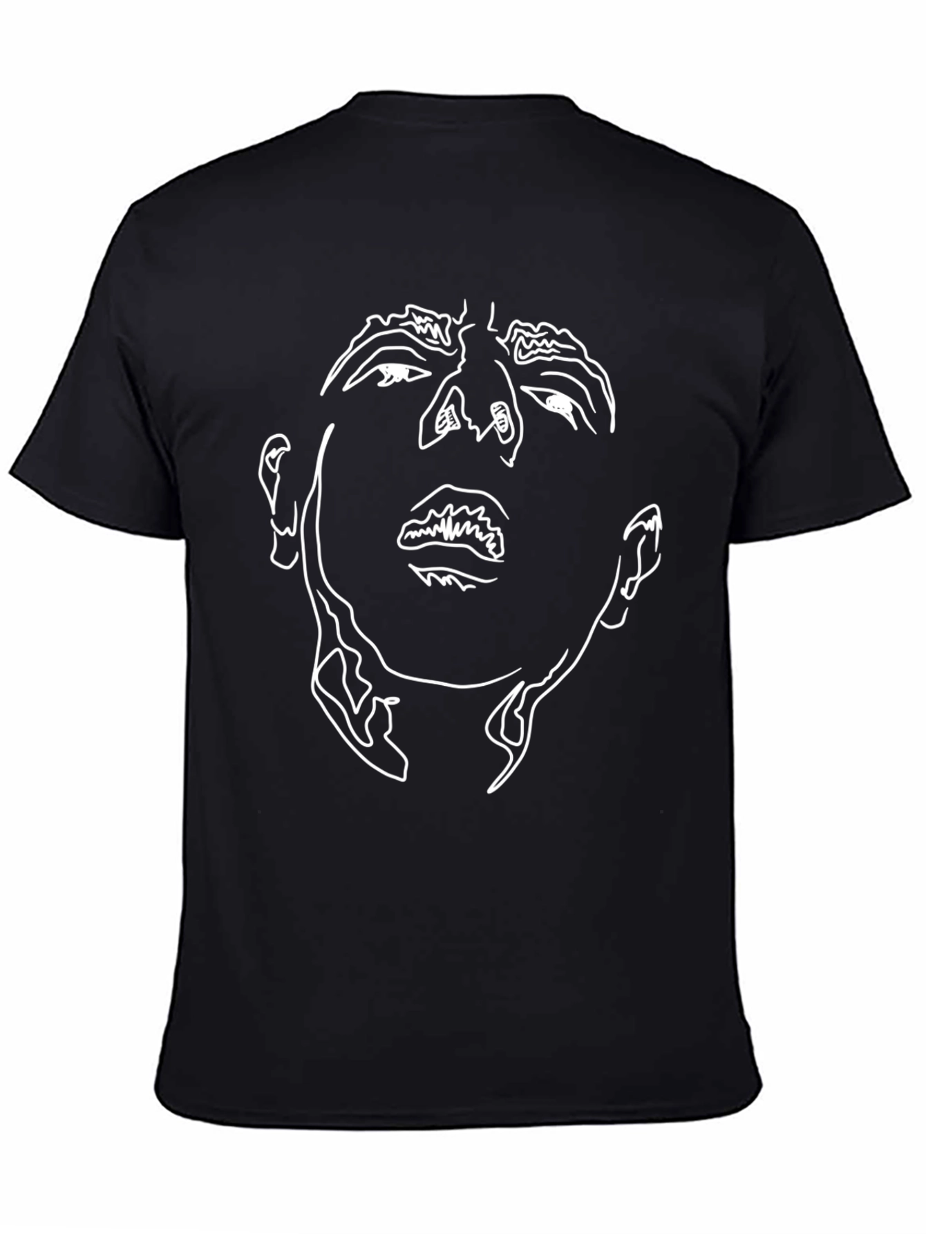 Minimalist Line Art Face Black T-Shirt