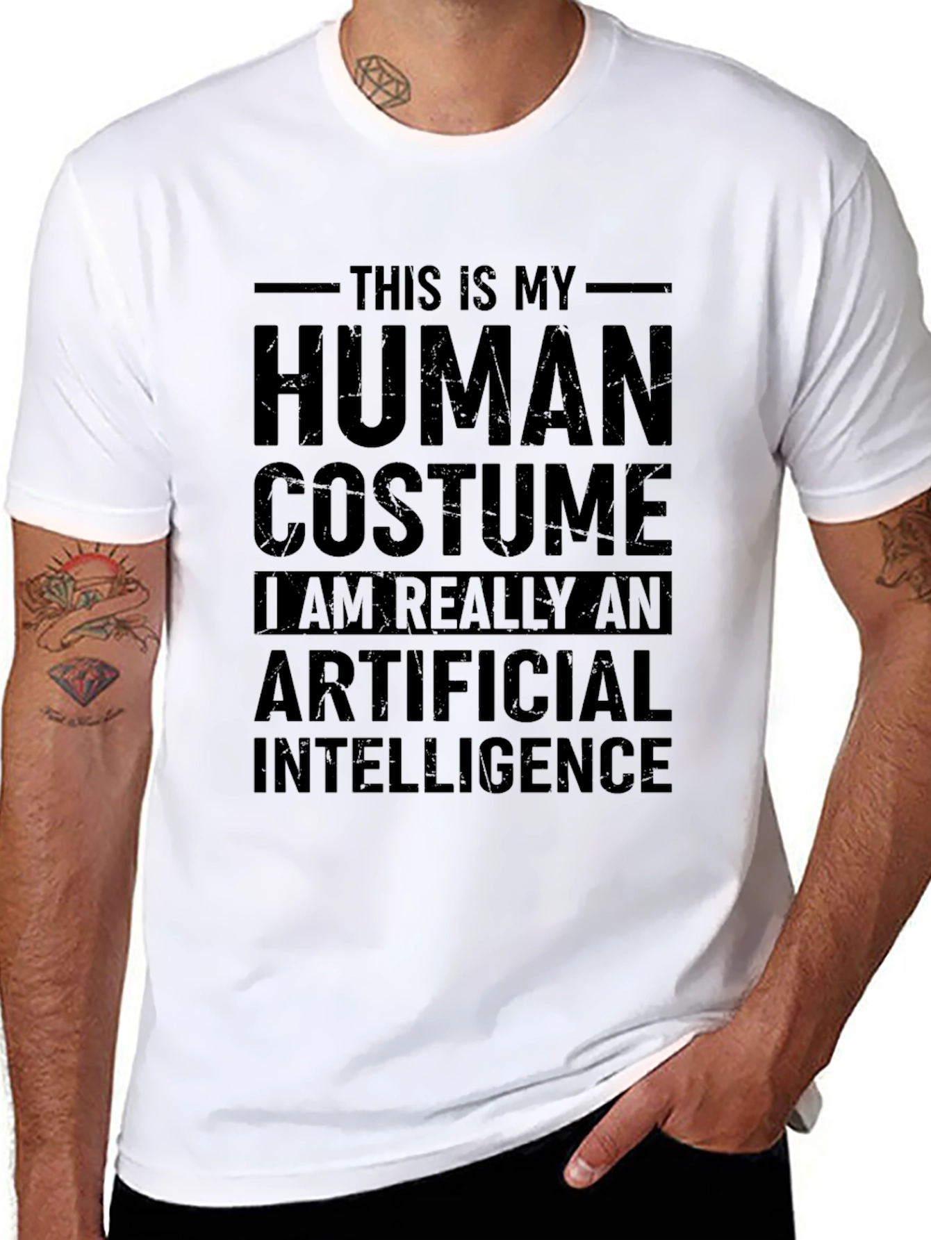 Human Costume AI T-Shirt - Funny Robot Tee