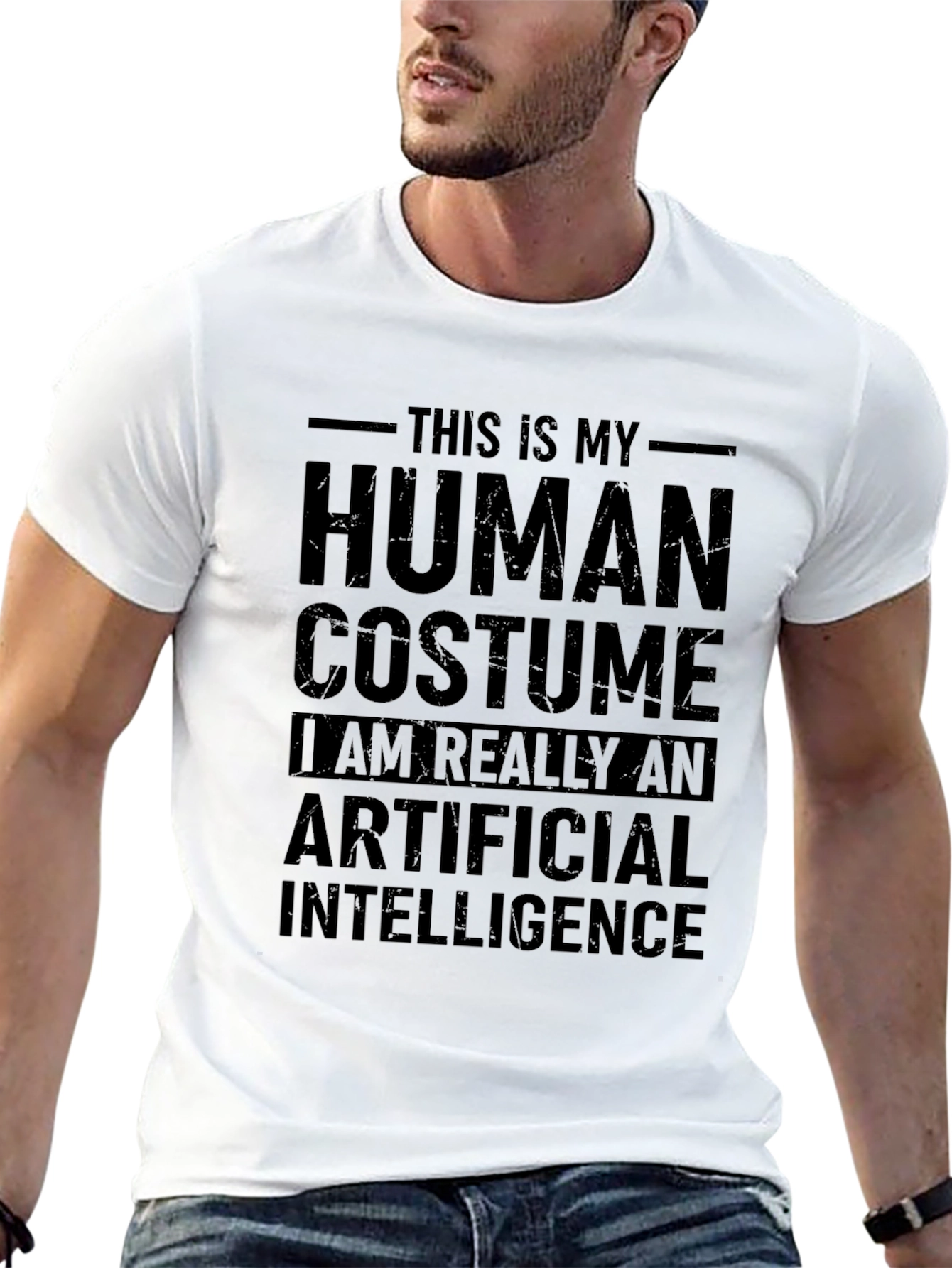 Human Costume AI T-Shirt - Funny Robot Tee