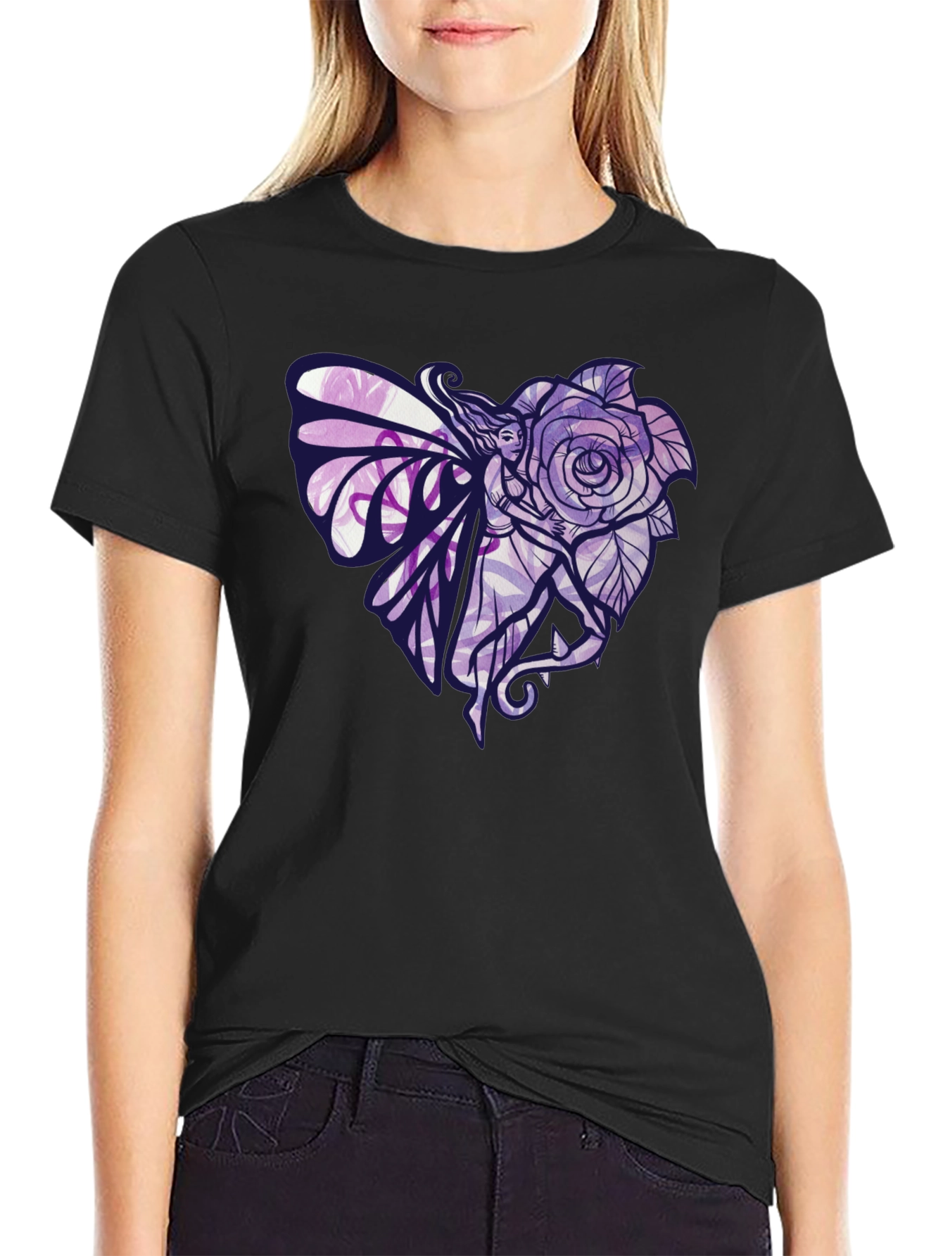 Fairy Rose Heart Graphic T-Shirt