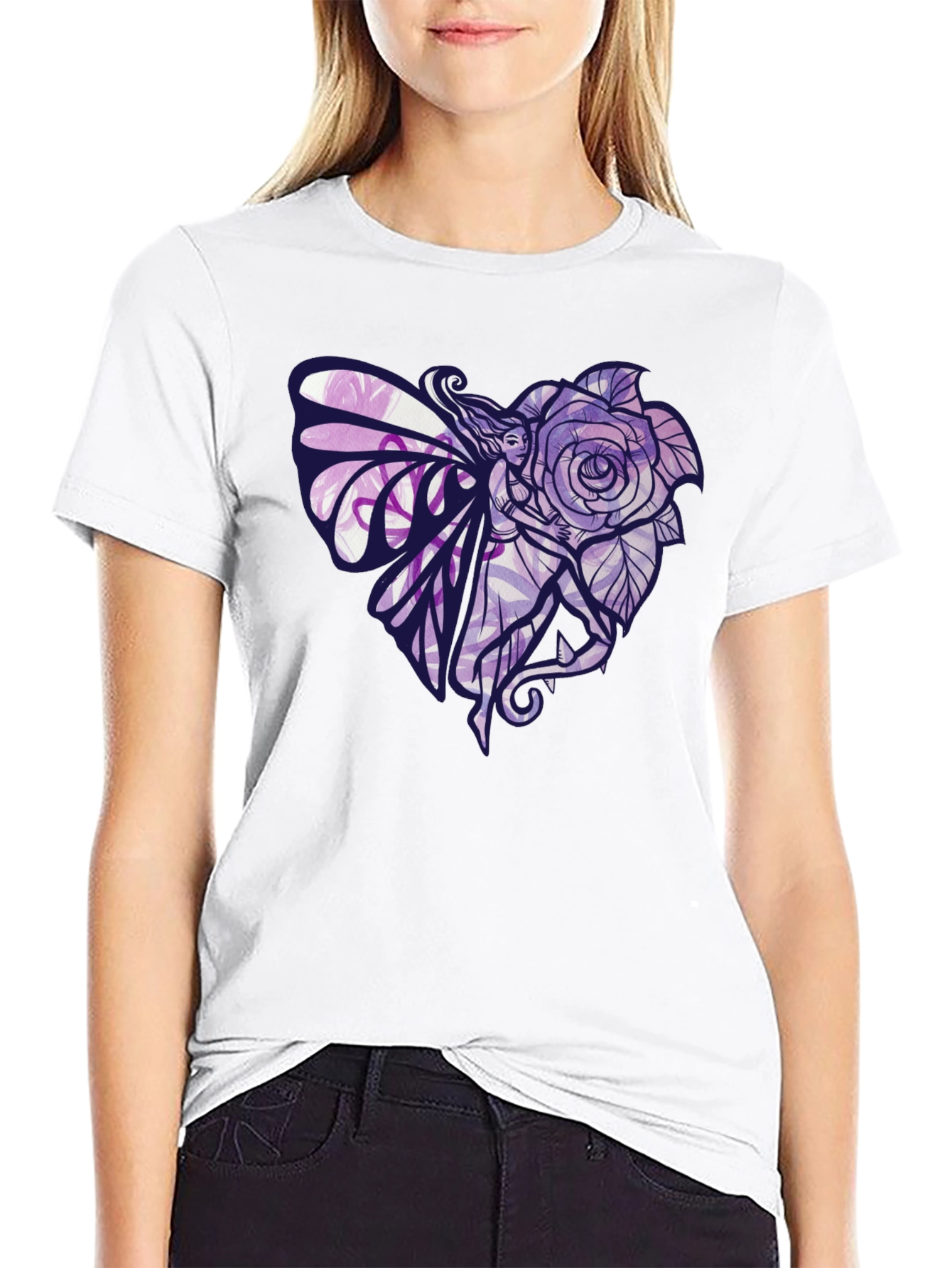 Fairy Rose Heart Graphic T-Shirt
