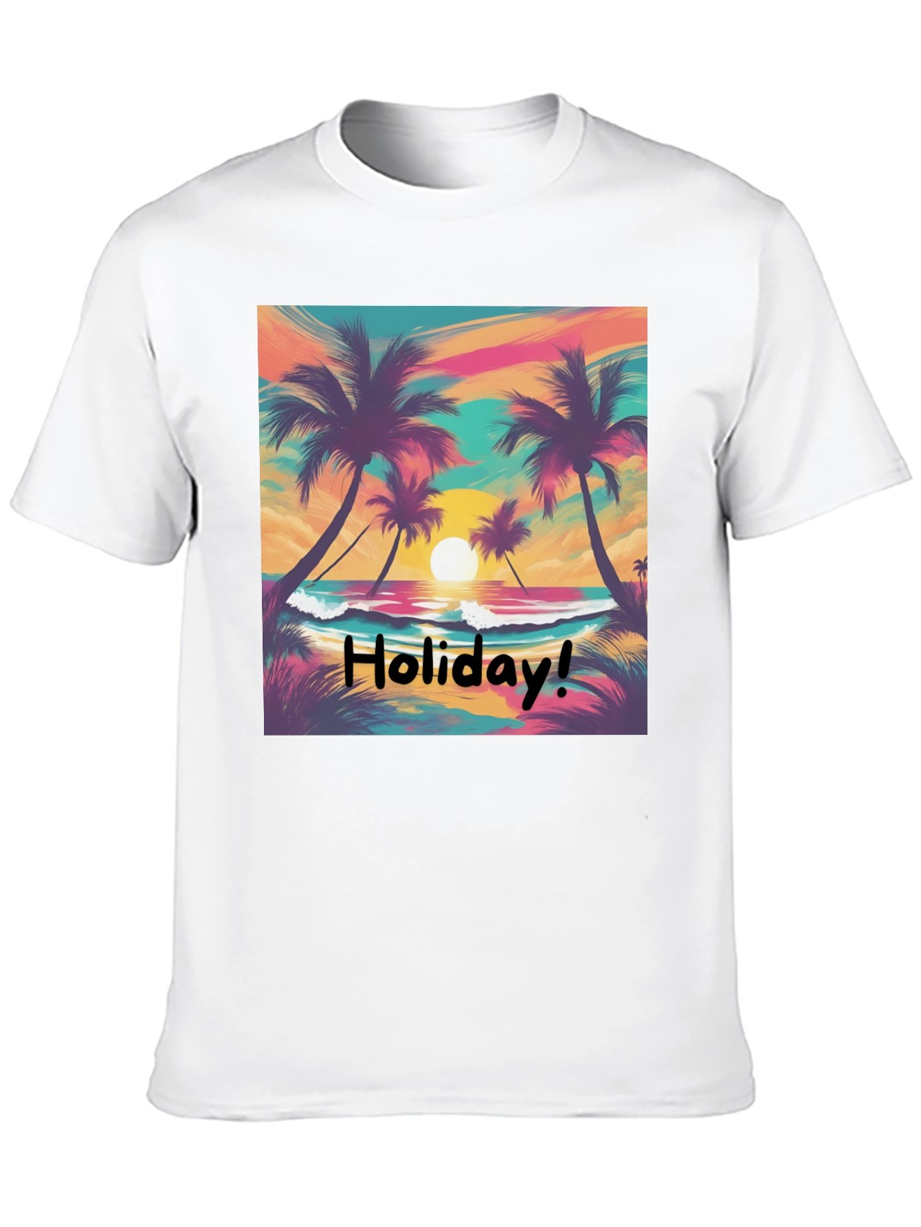 Holiday Vibes T-Shirt - Beach Sunset Design
