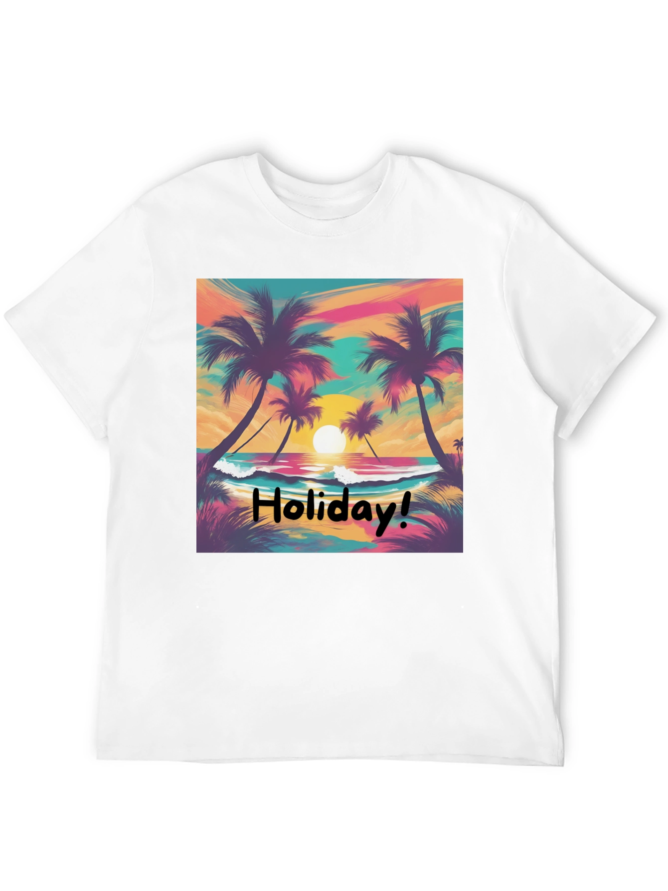 Holiday Vibes T-Shirt - Beach Sunset Design