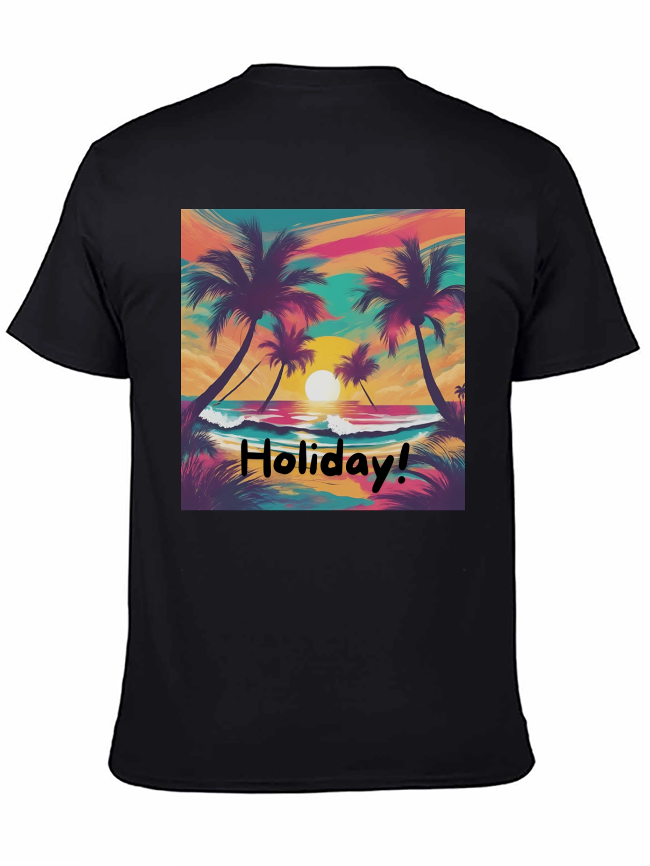 Holiday Vibes T-Shirt - Beach Sunset Design