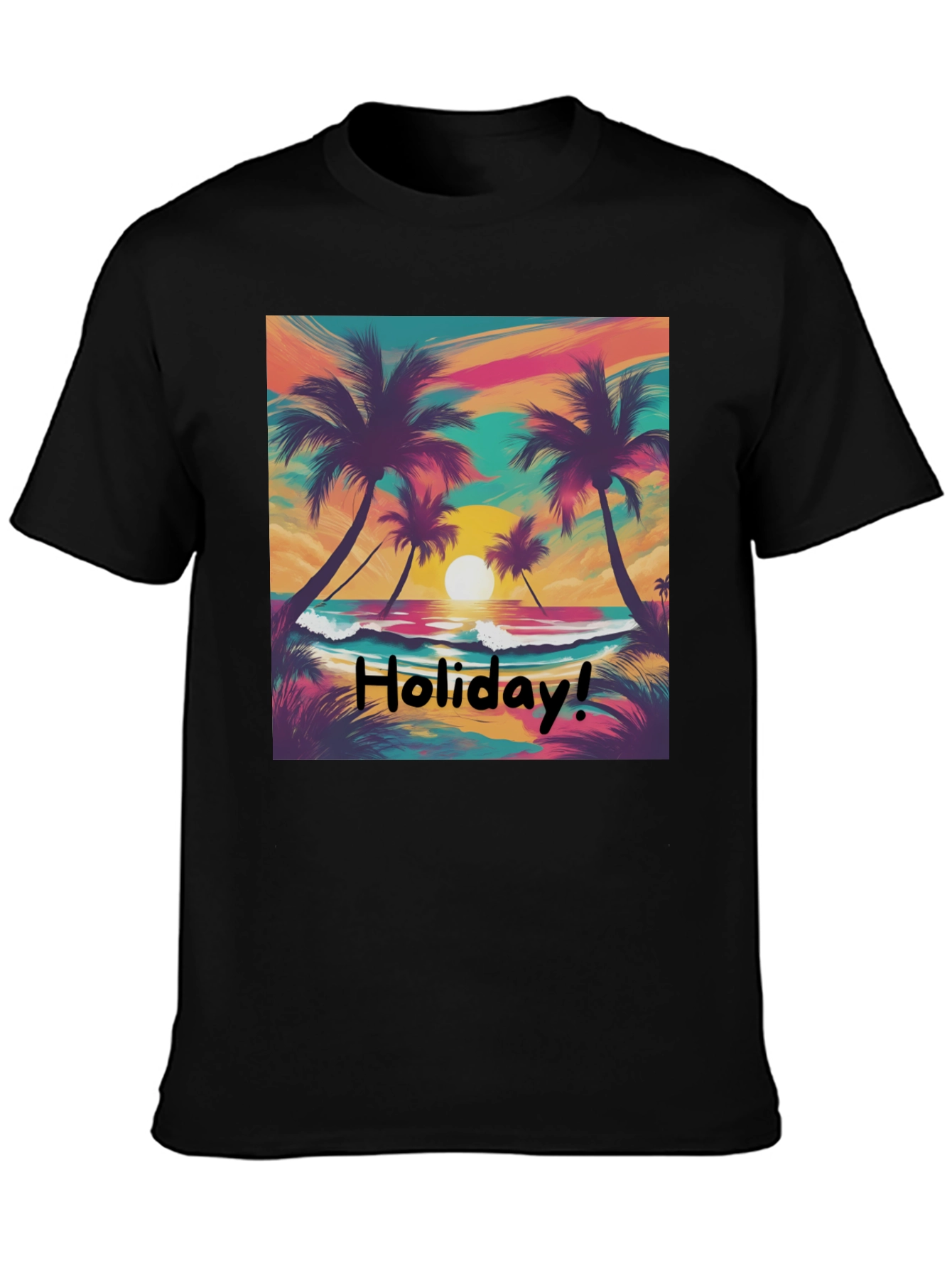 Holiday Vibes T-Shirt - Beach Sunset Design