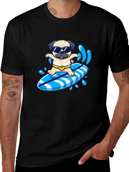 Surfing Pug T-Shirt - Summer Fun!