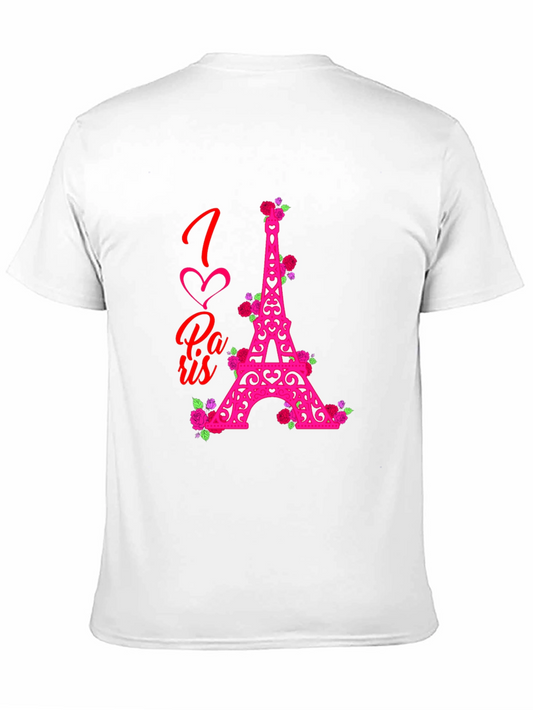 I Love Paris Eiffel Tower Rose Graphic Tee