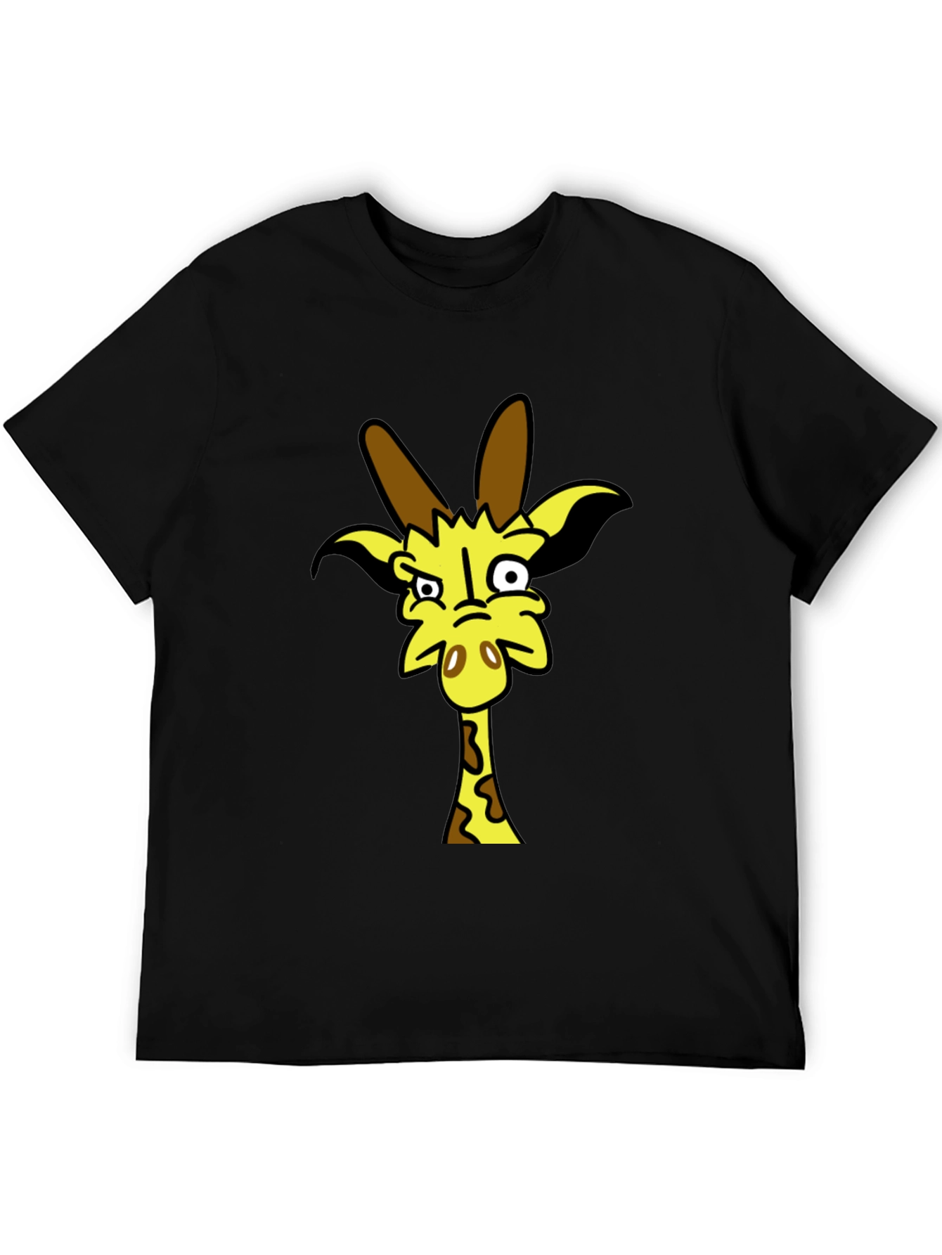 Funny Cartoon Giraffe Black T-Shirt