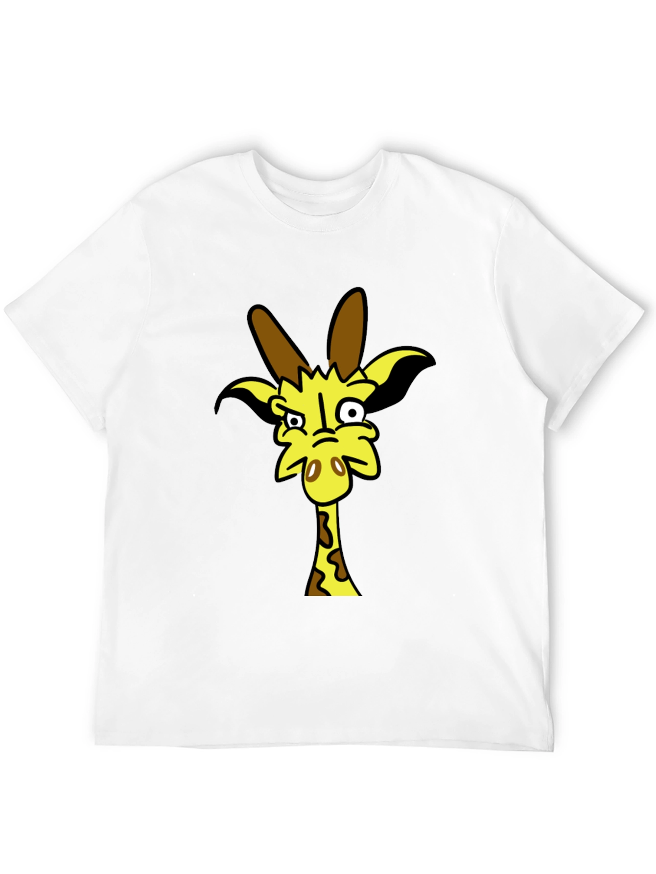 Funny Cartoon Giraffe Black T-Shirt