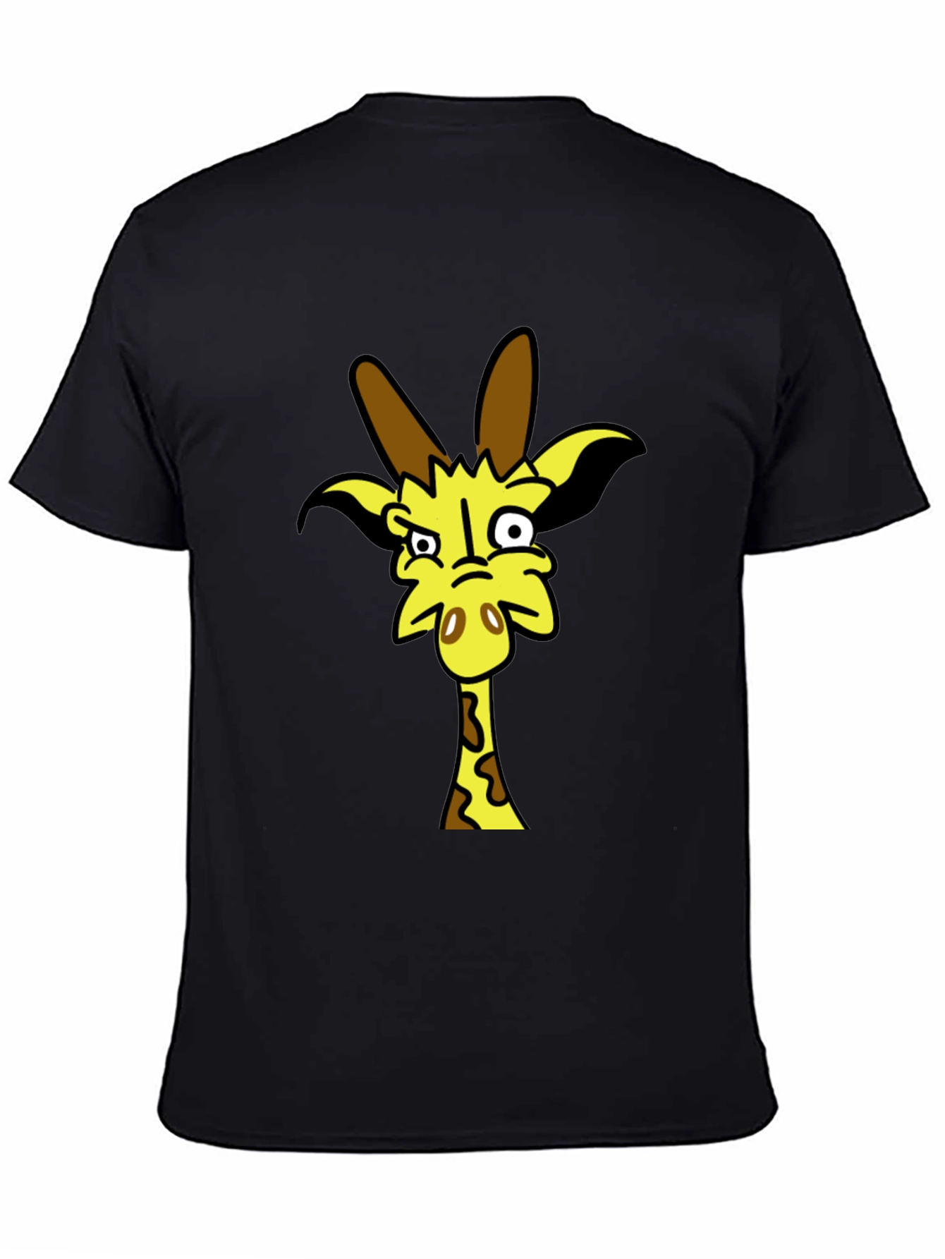 Funny Cartoon Giraffe Black T-Shirt