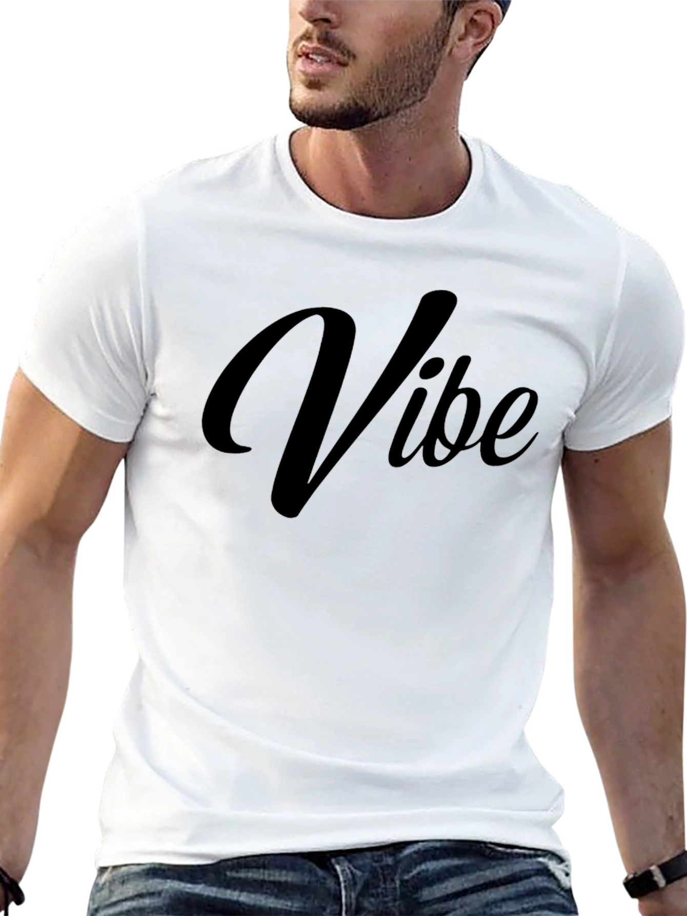 Vibe Black Graphic Tee - Casual Comfort
