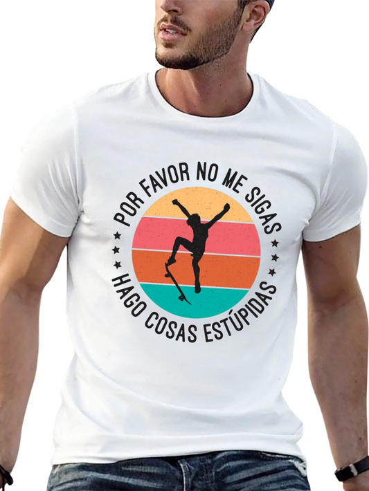 Skateboarder Graphic Tee - Funny Spanish Slogan Shirt