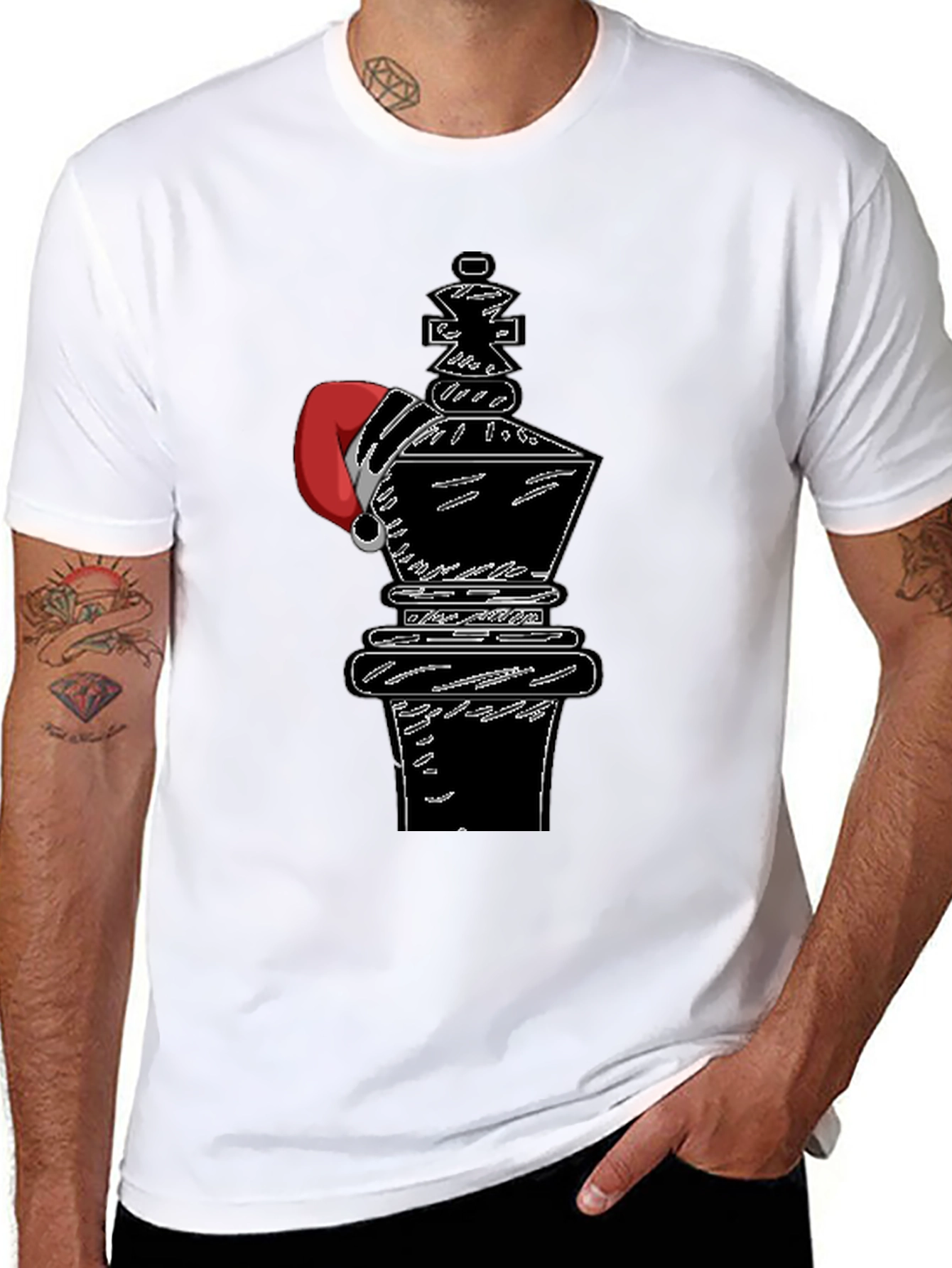 Chess King Santa Hat Graphic T-Shirt