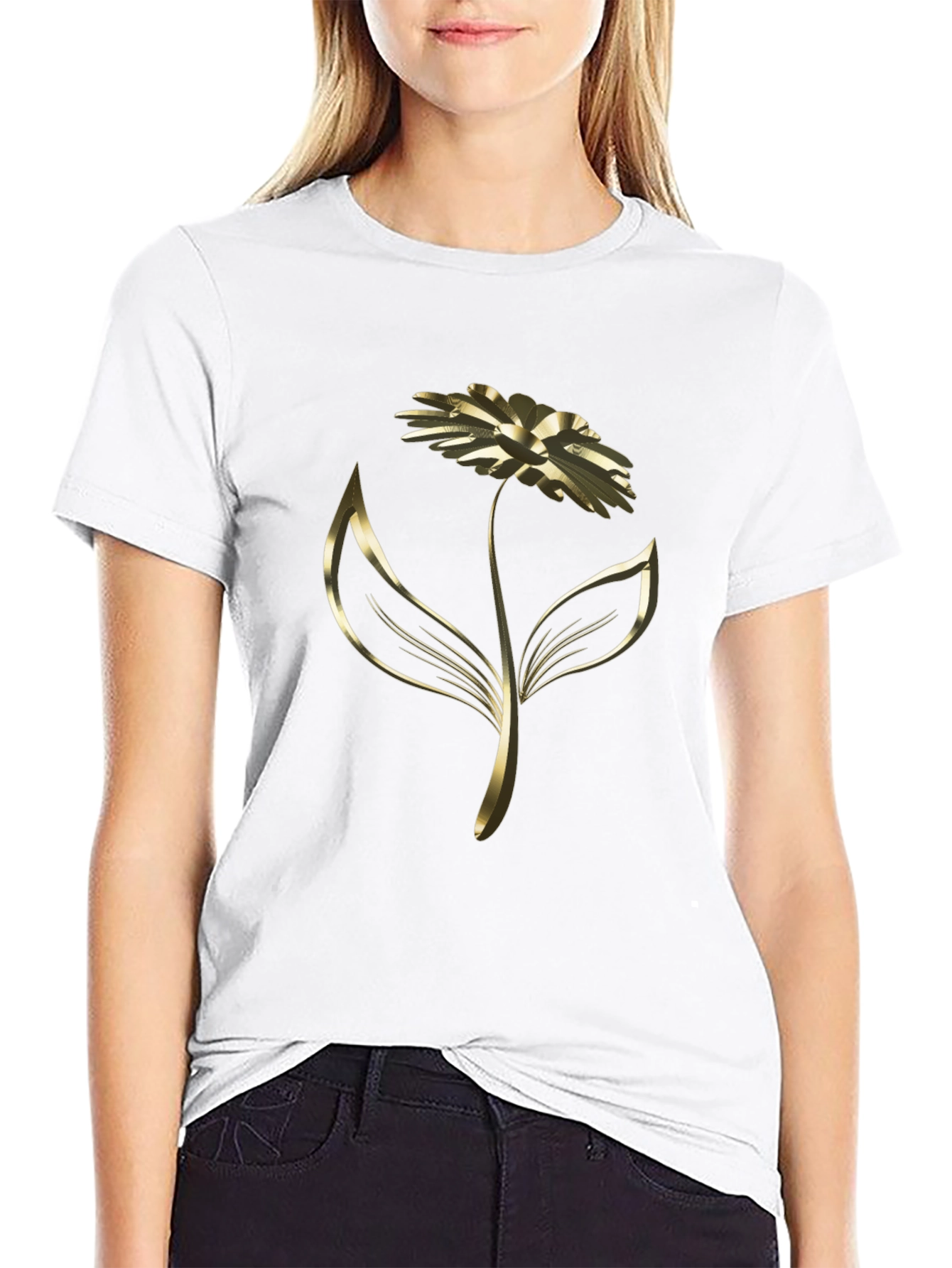 Elegant Golden Flower Graphic Tee