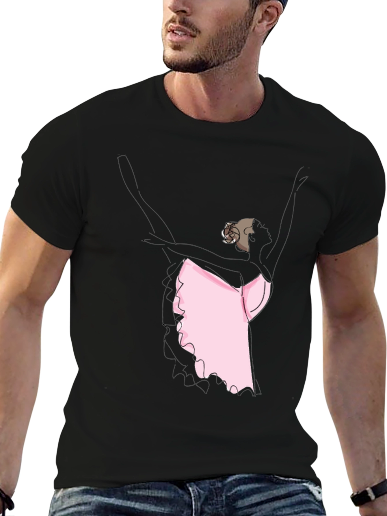 Ballerina Graphic Tee - Black Casual T-Shirt