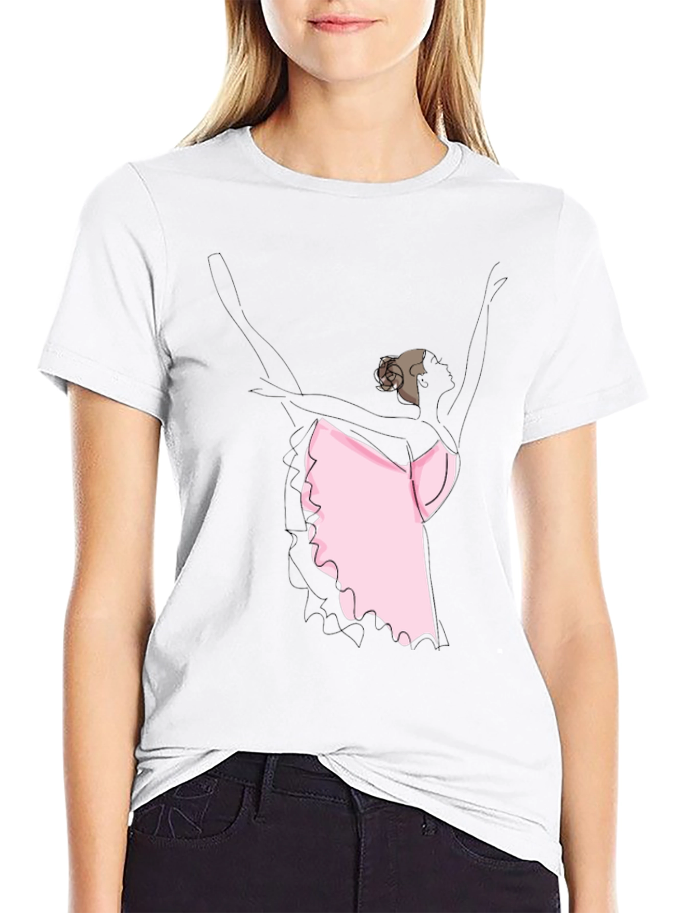 Ballerina Graphic Tee - Black Casual T-Shirt