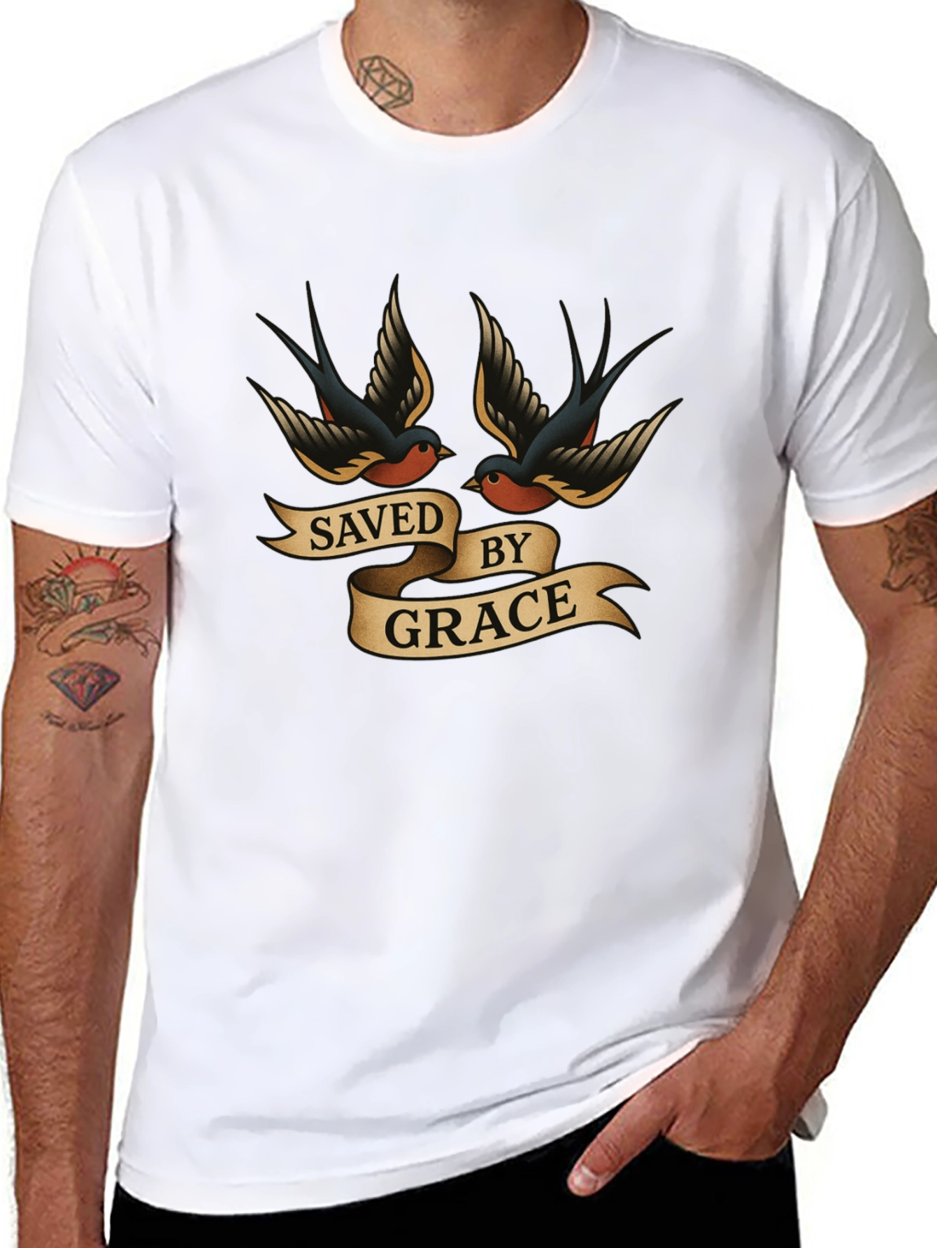 Saved by Grace Swallow T-Shirt