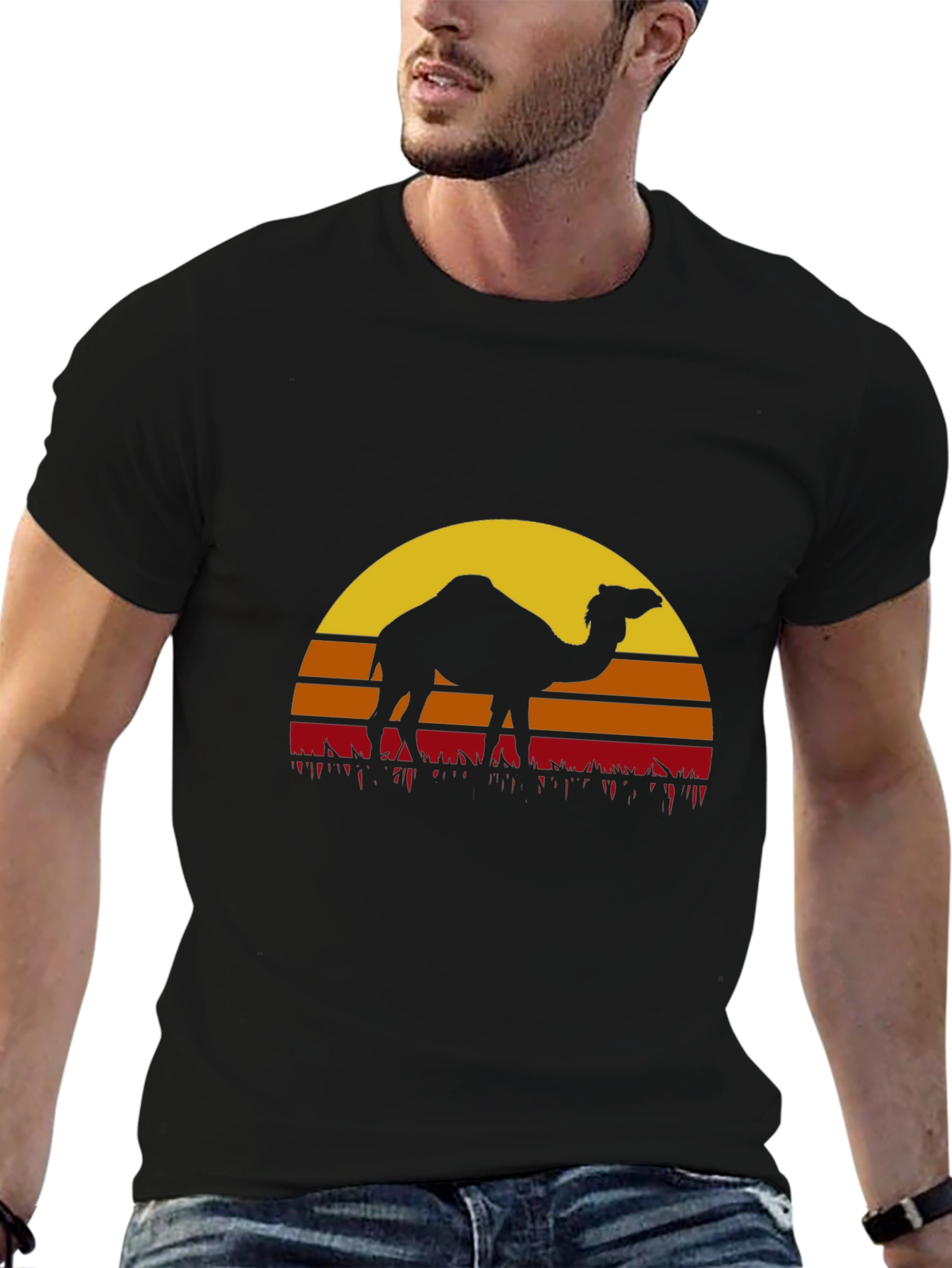 Camel Sunset Graphic Tee - Desert Vibes