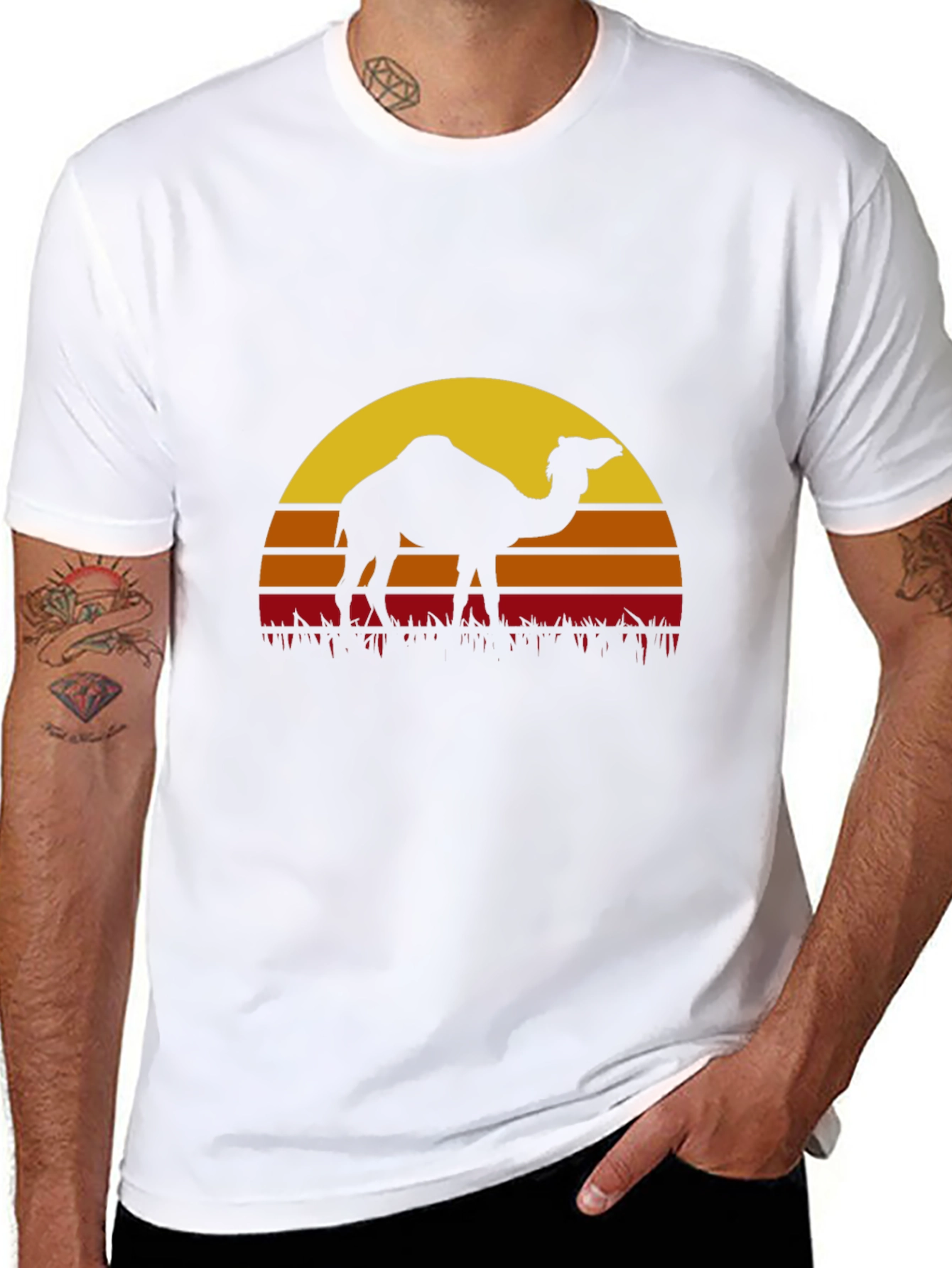 Camel Sunset Graphic Tee - Desert Vibes