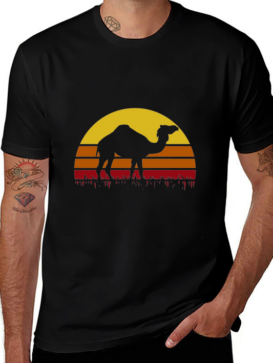 Camel Sunset Graphic Tee - Desert Vibes