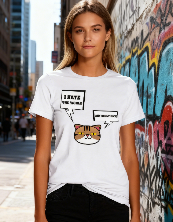 'Grumpy Cat Attitude' Graphic Tee - I HATE THE WORLD