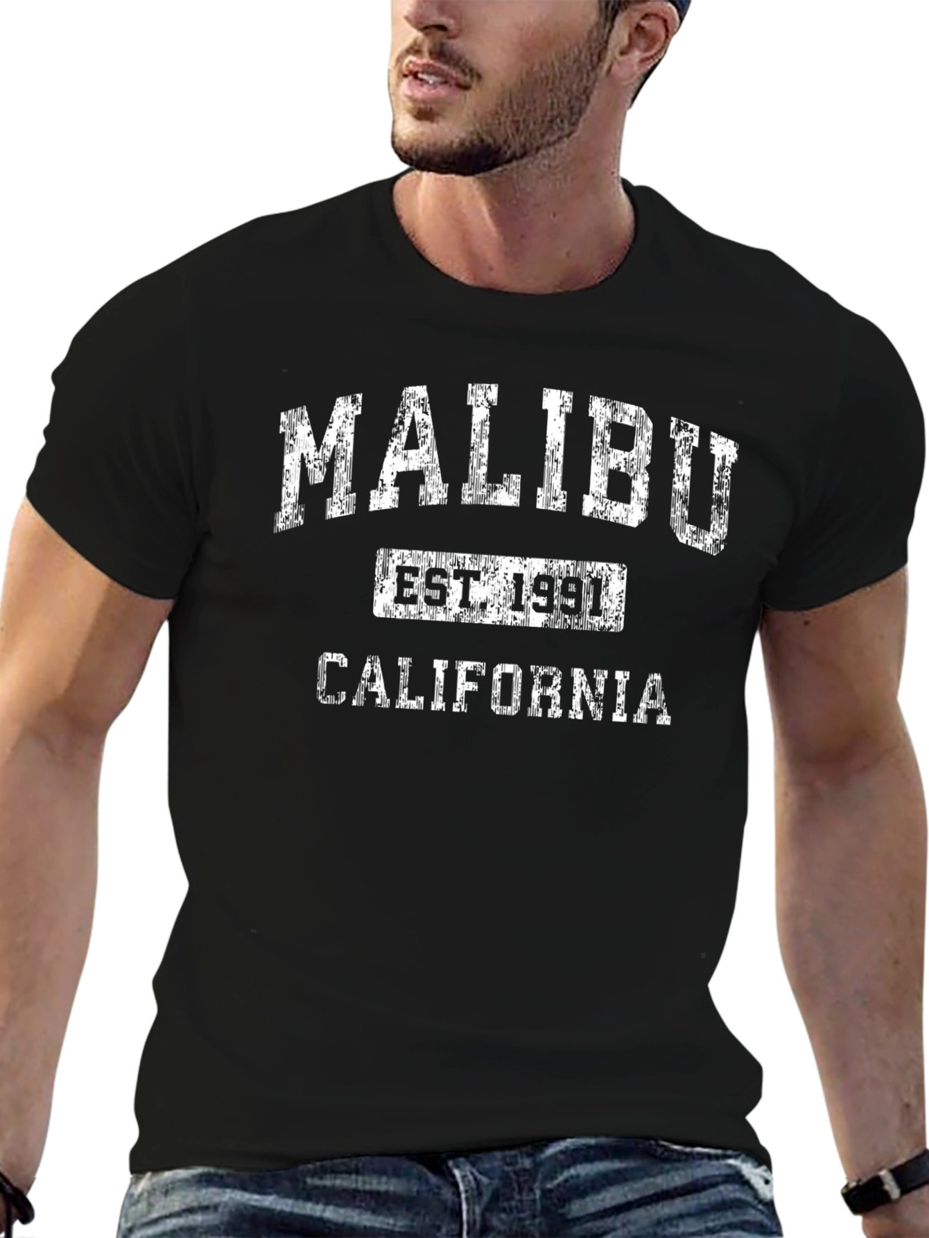 Malibu California EST 1991 Black T-Shirt