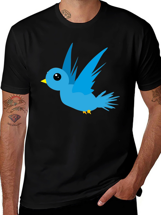 Cartoon Bird Graphic Black T-Shirt