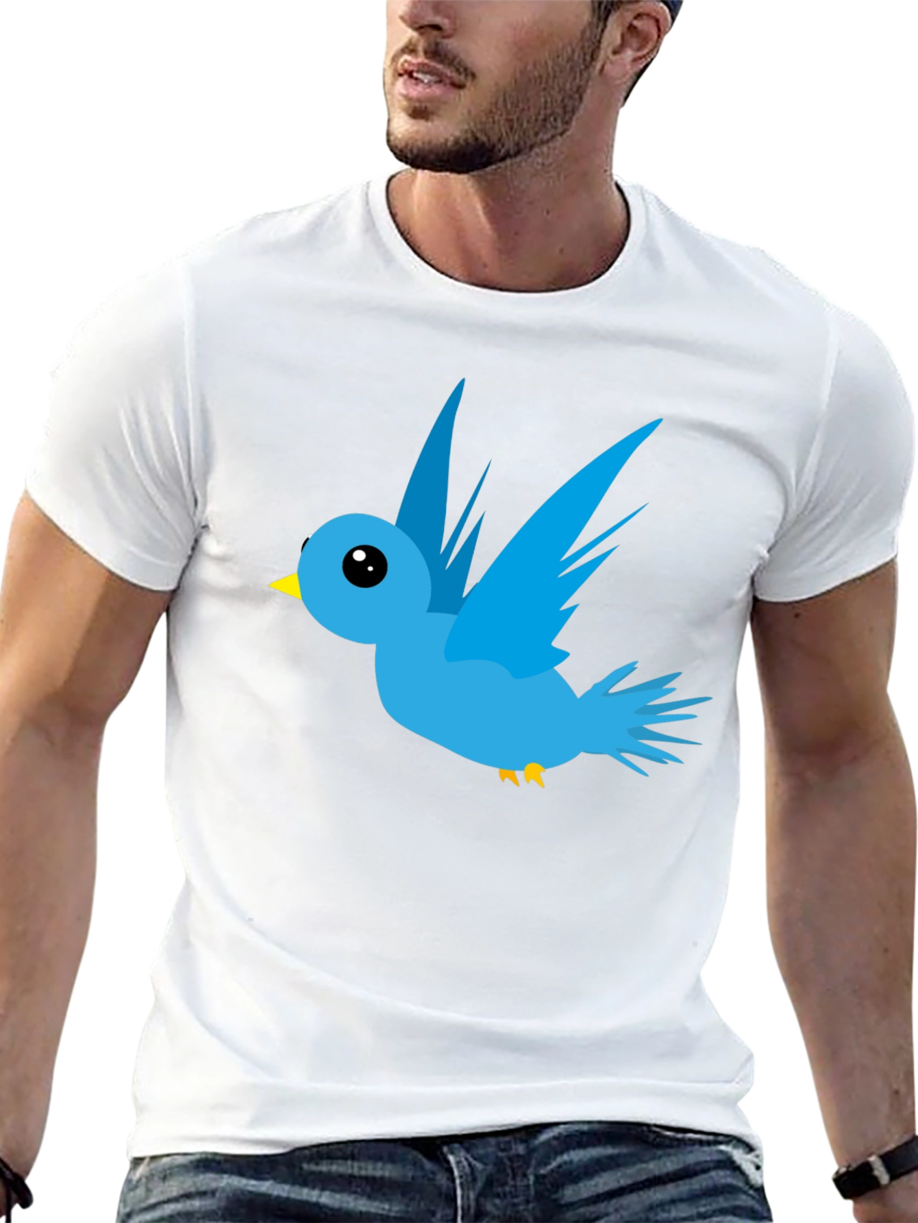 Cartoon Bird Graphic Black T-Shirt