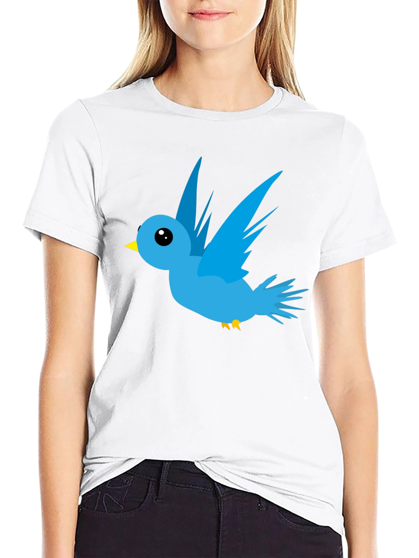 Cartoon Bird Graphic Black T-Shirt
