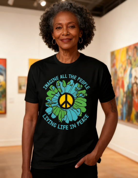 "Imagine Peace" Earth Flower Graphic Tee