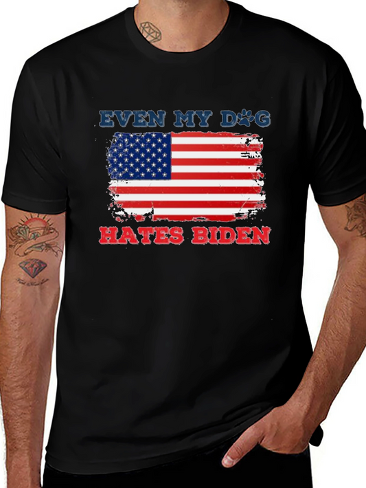 Even My Dog Hates Biden American Flag T-Shirt