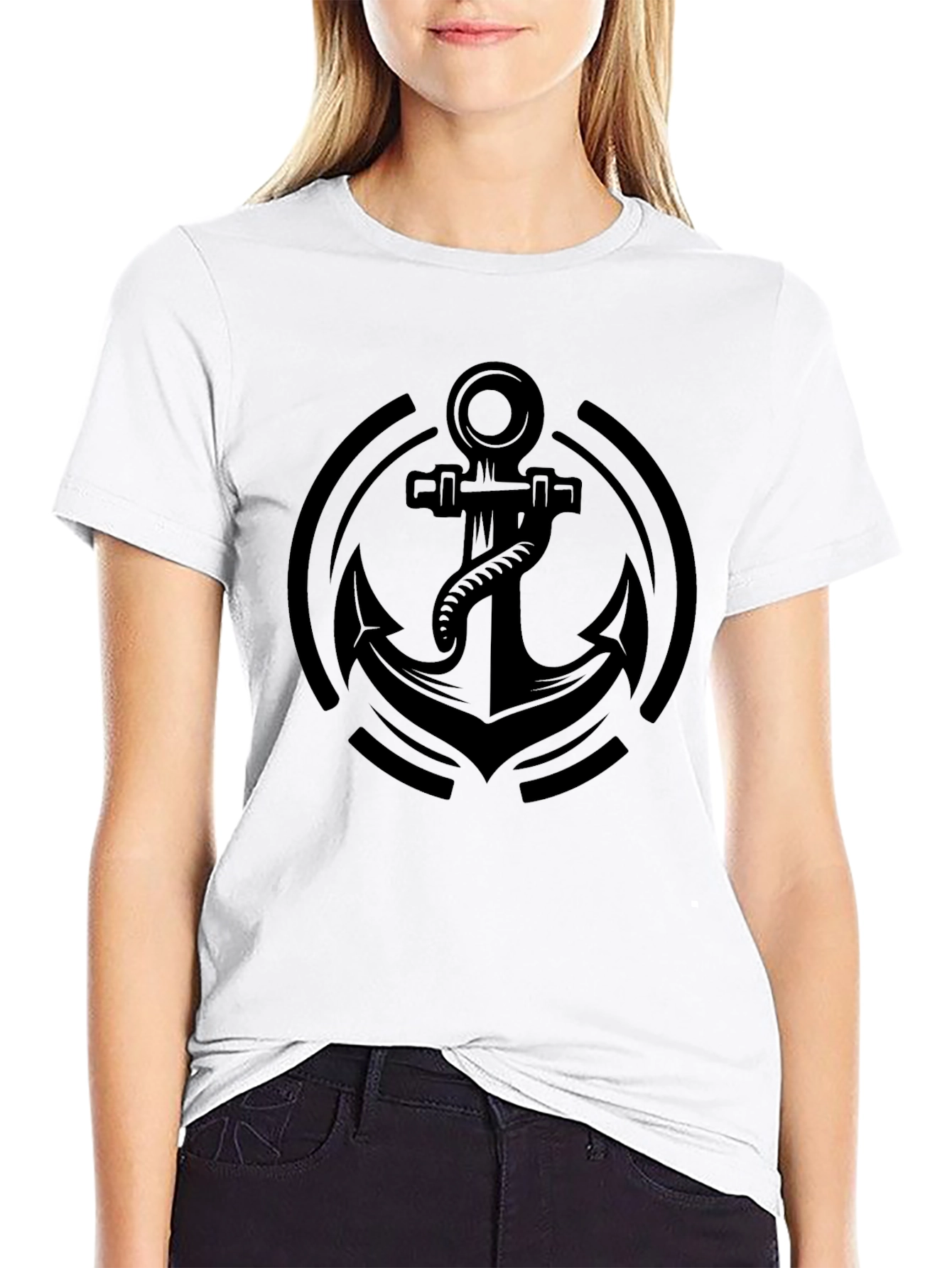 Black Anchor Graphic Tee - Nautical Style
