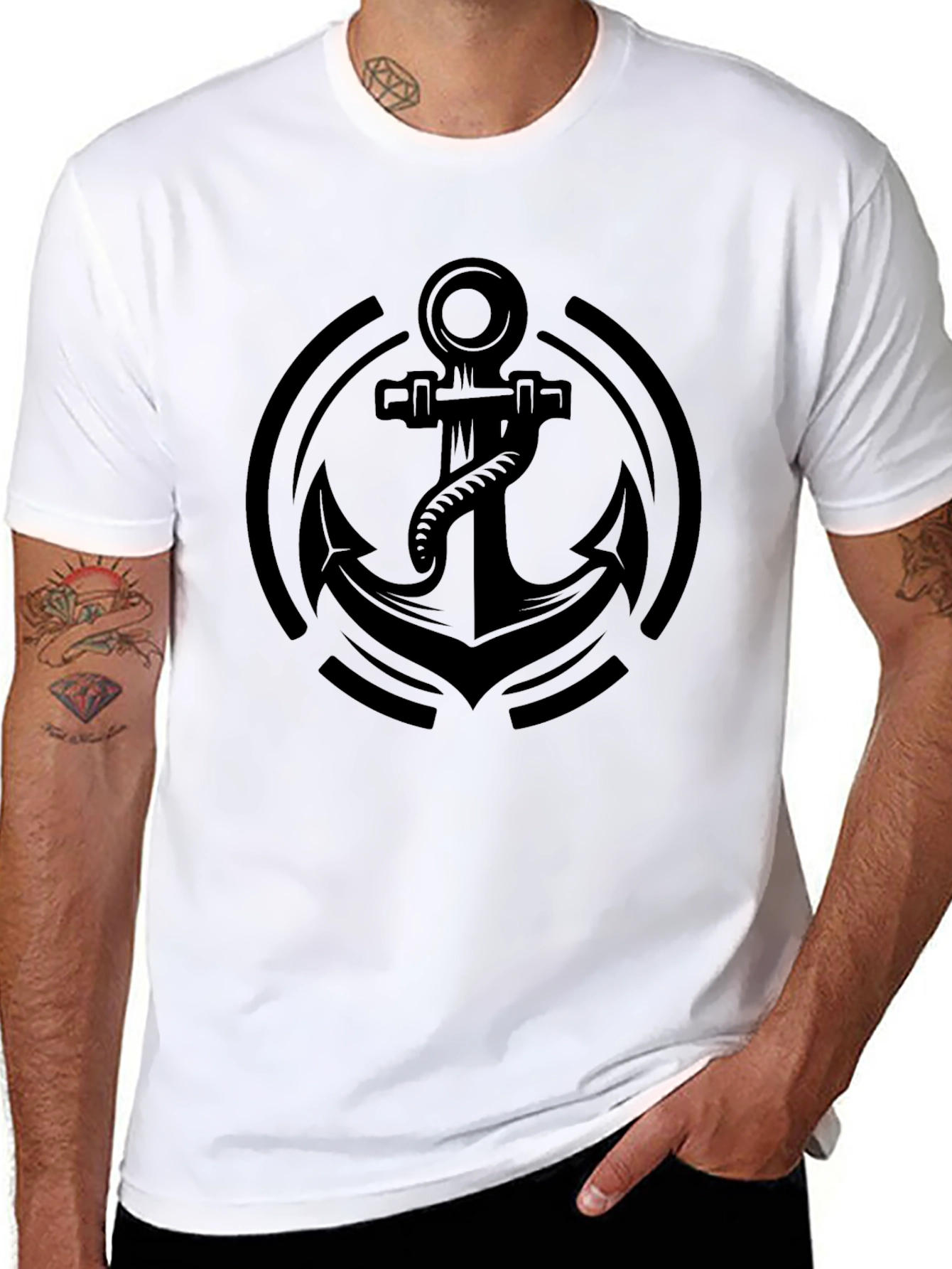Black Anchor Graphic Tee - Nautical Style