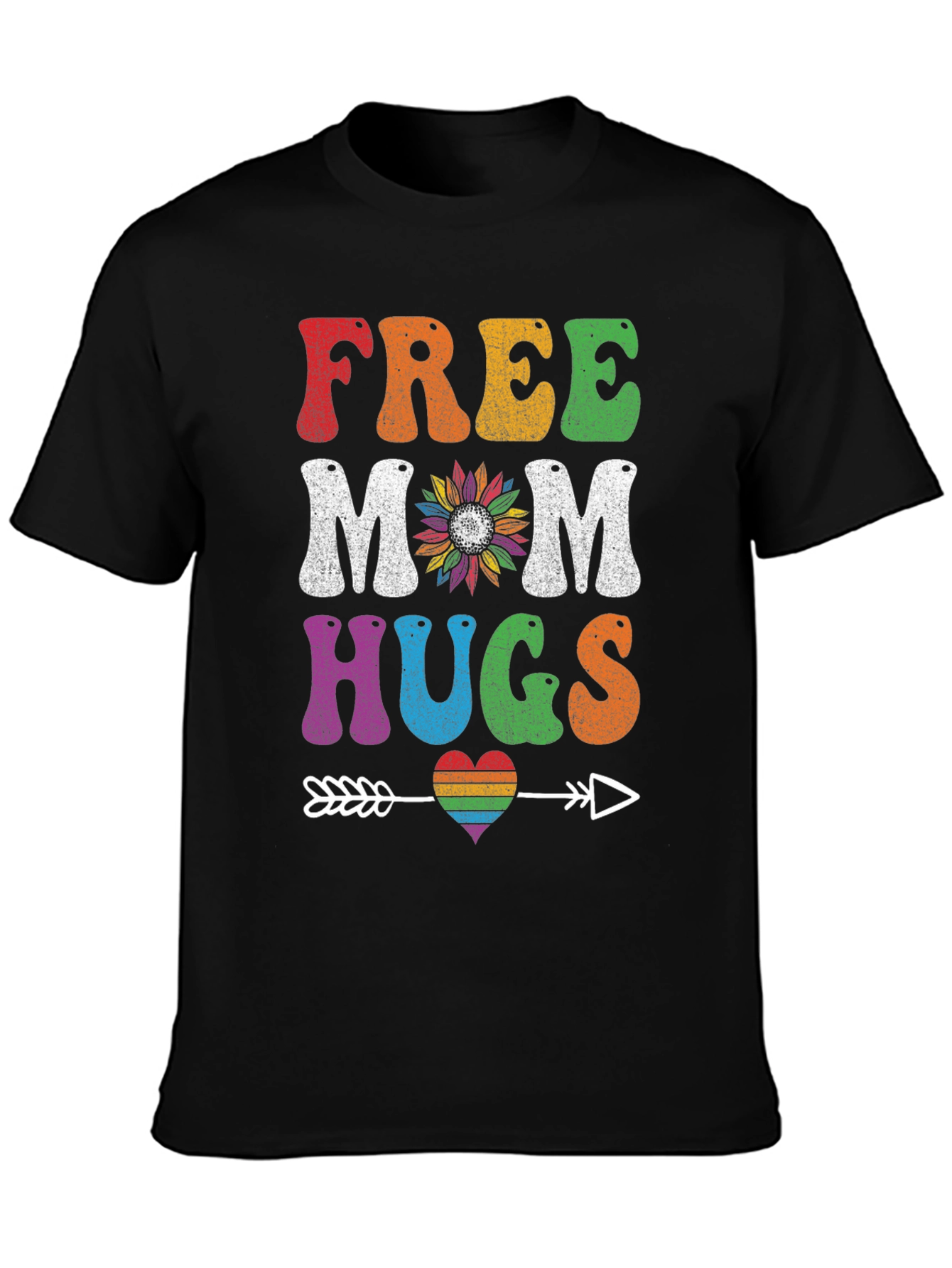 Free Mom Hugs T-Shirt - Rainbow Heart Design
