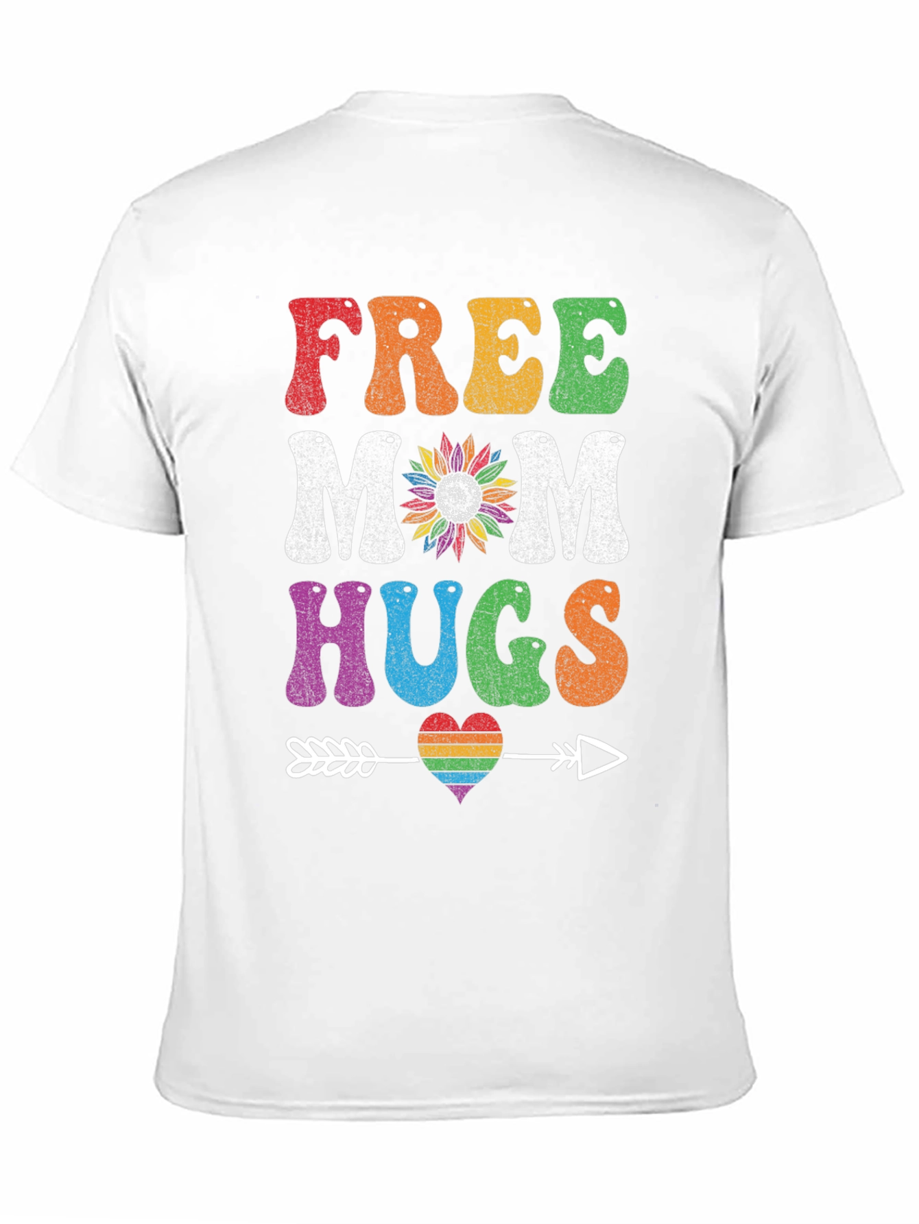 Free Mom Hugs T-Shirt - Rainbow Heart Design