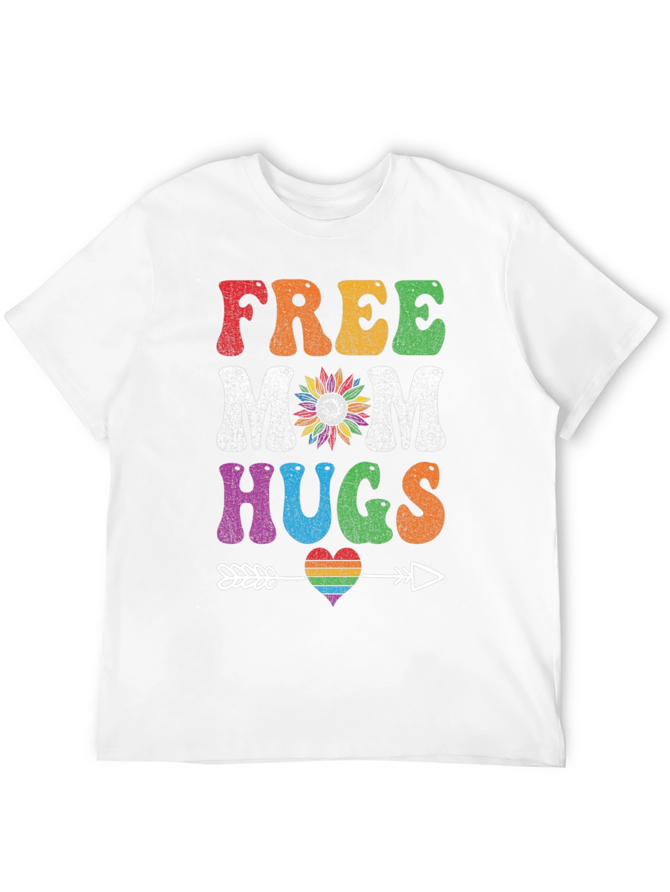 Free Mom Hugs T-Shirt - Rainbow Heart Design