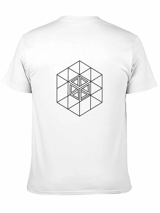 Geometric Cube Graphic Black T-Shirt