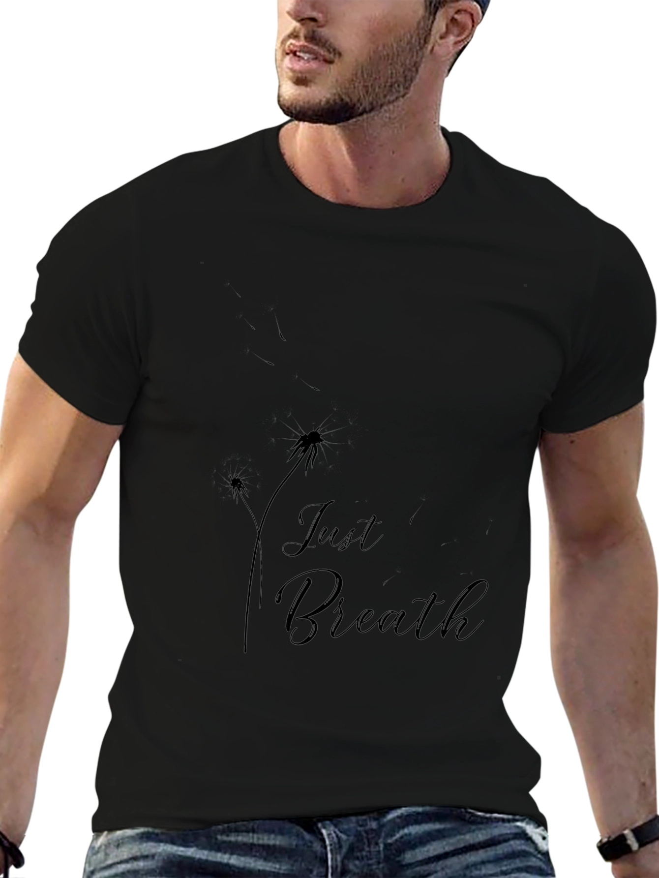 Just Breathe Graphic Black T-Shirt