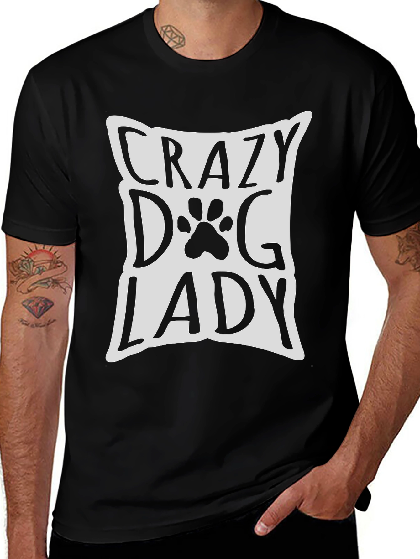 Crazy Dog Lady Graphic Tee - Black Cotton T-Shirt