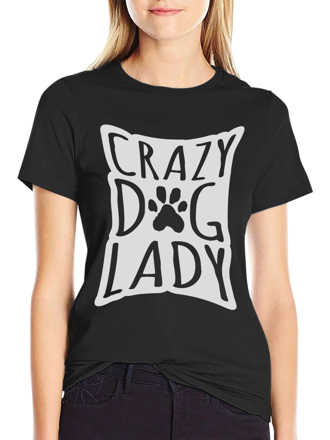 Crazy Dog Lady Graphic Tee - Black Cotton T-Shirt